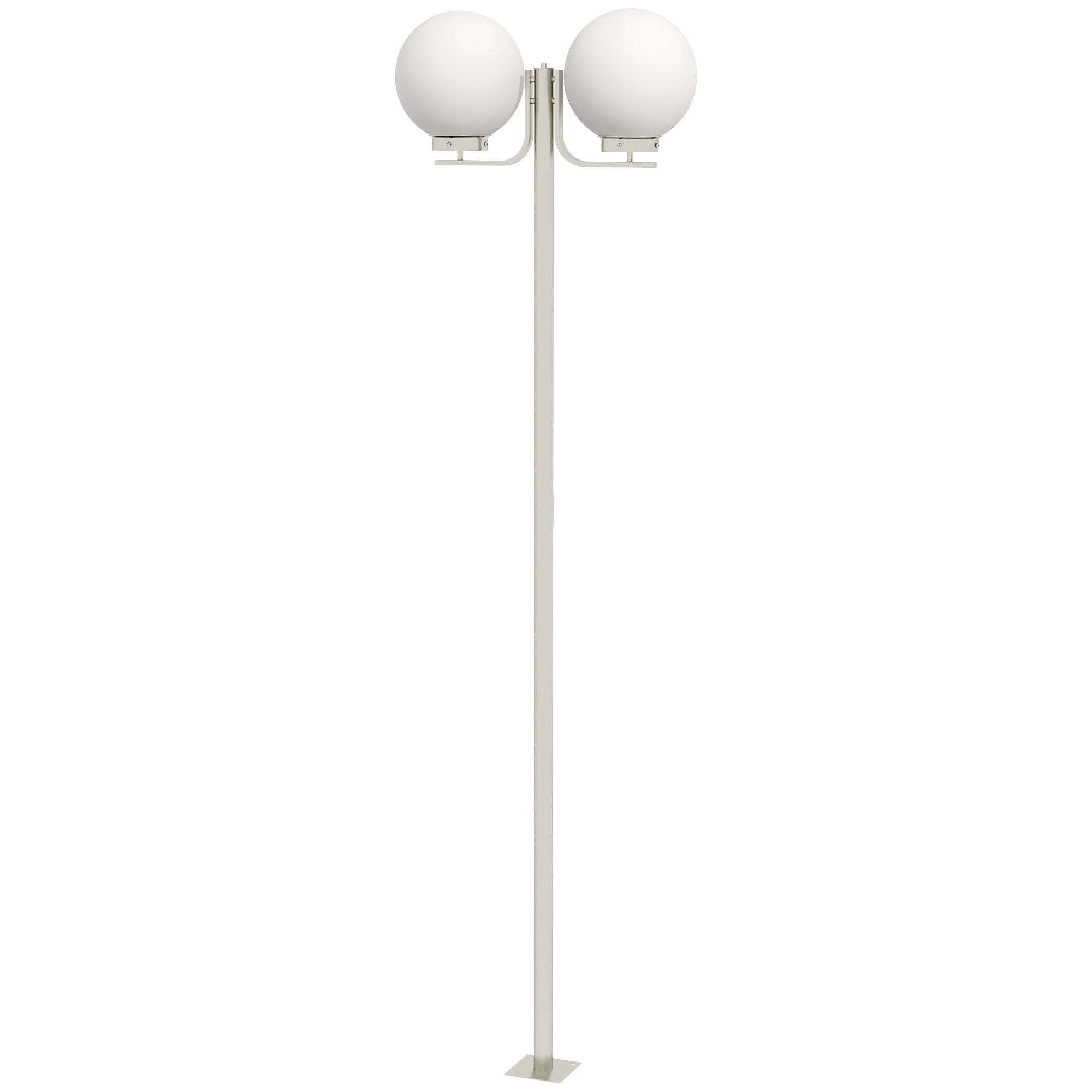 Outsunny Lampione da Esterno Moderno in Acciaio Inox e Acrilico con Paralumi Sferici per Giardino e Terrazzo 63x25x210 cm Colore Argento Aosom