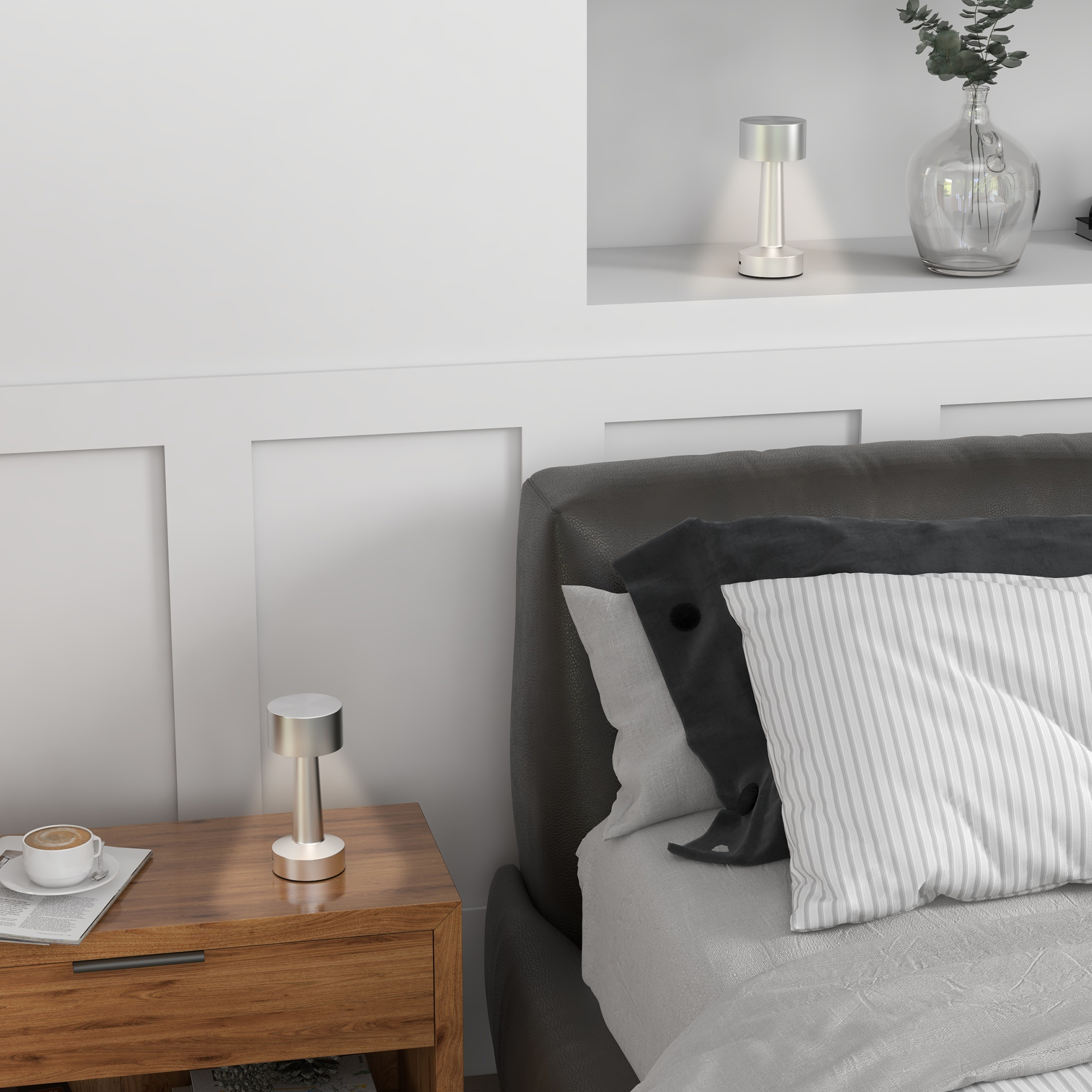 HOMCOM Three-Shelf Standing Lamp - Natural