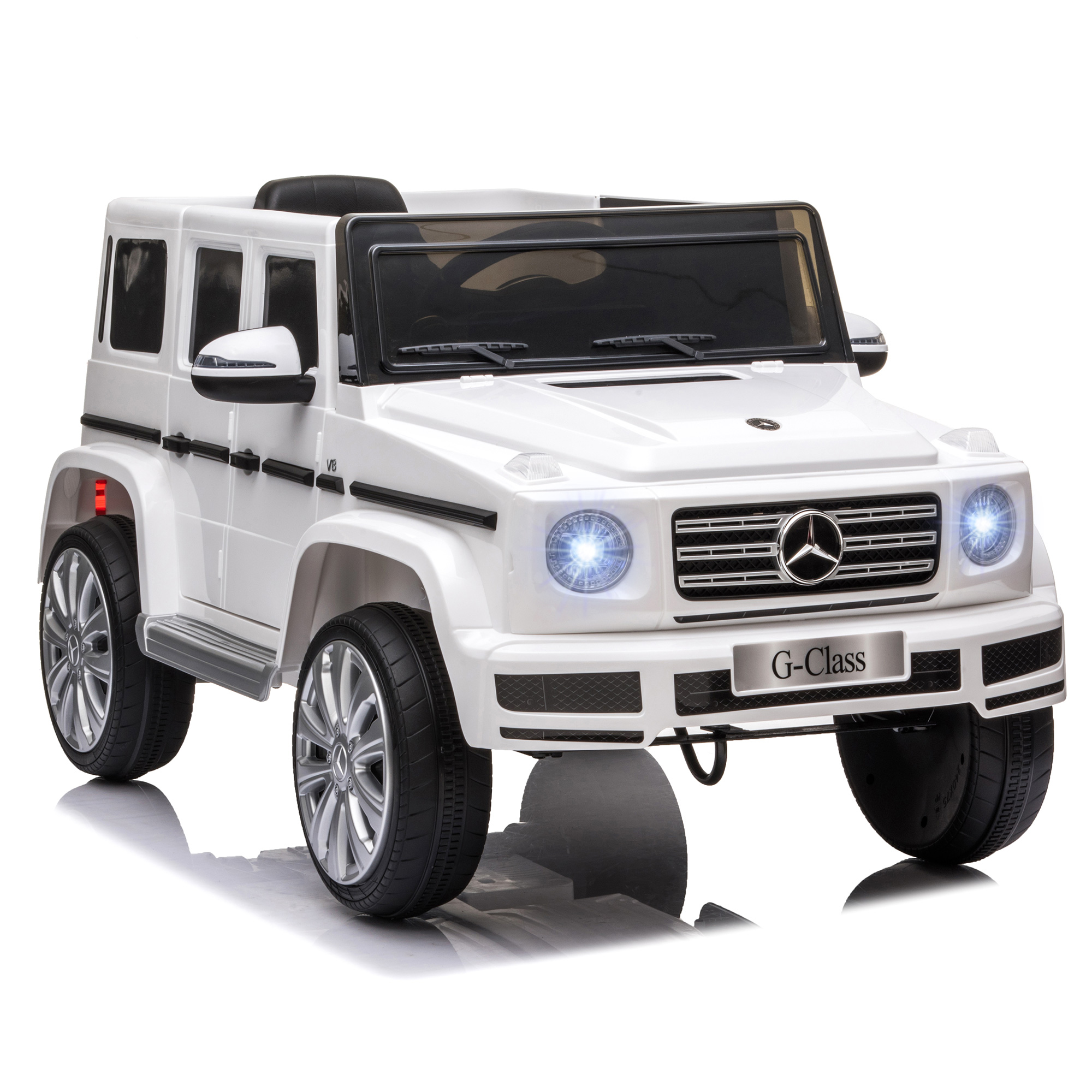 HOMCOM Coche Eléctrico para Niños de Batería 12 V BENZ G500 con Control Remoto Música Bocina 3-5 km/h Carga 30 kg Blanco