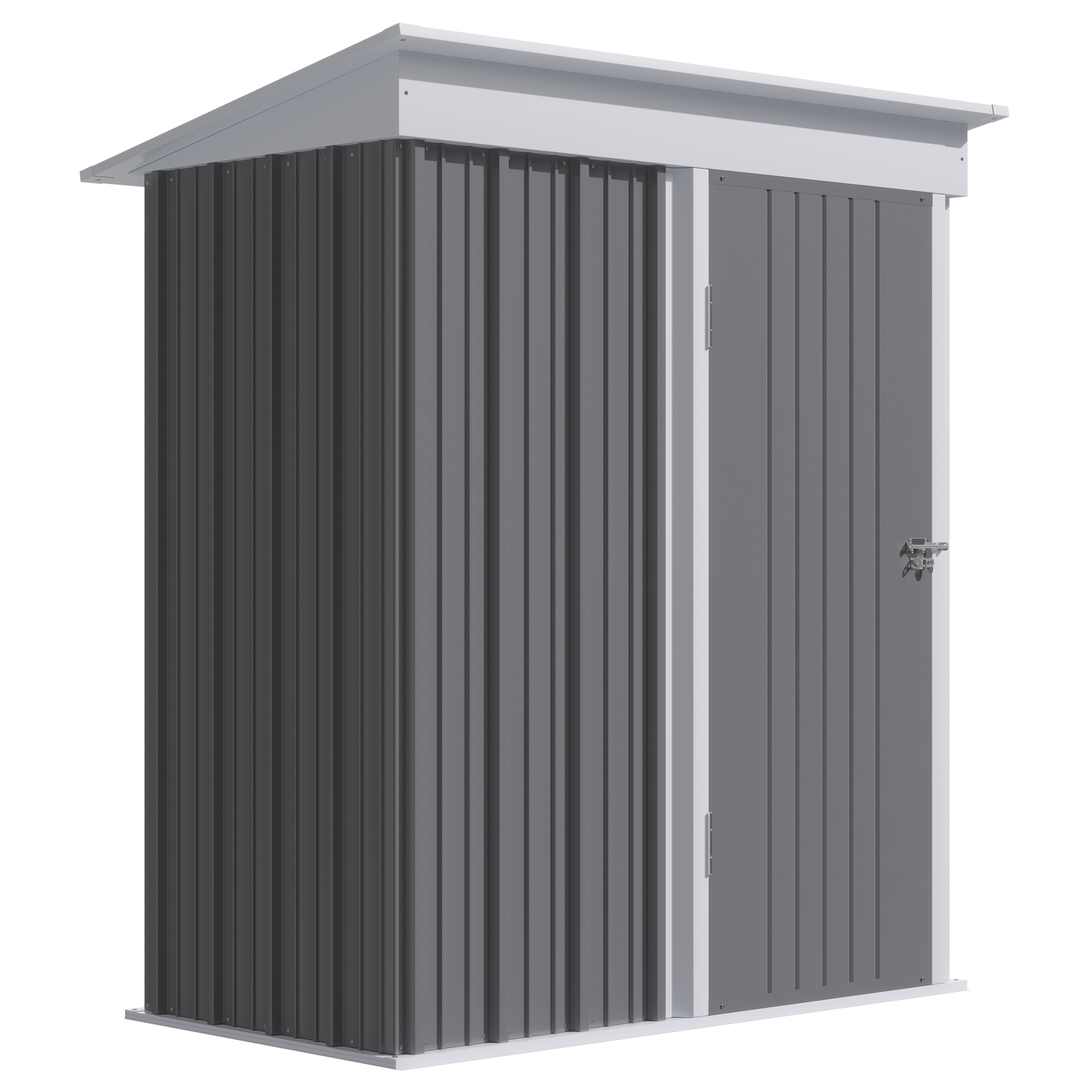 Outsunny Casetta da Giardino Porta Attrezzi in Acciaio con Porta Bloccabile, 161x95x163/181cm, Grigio Aosom