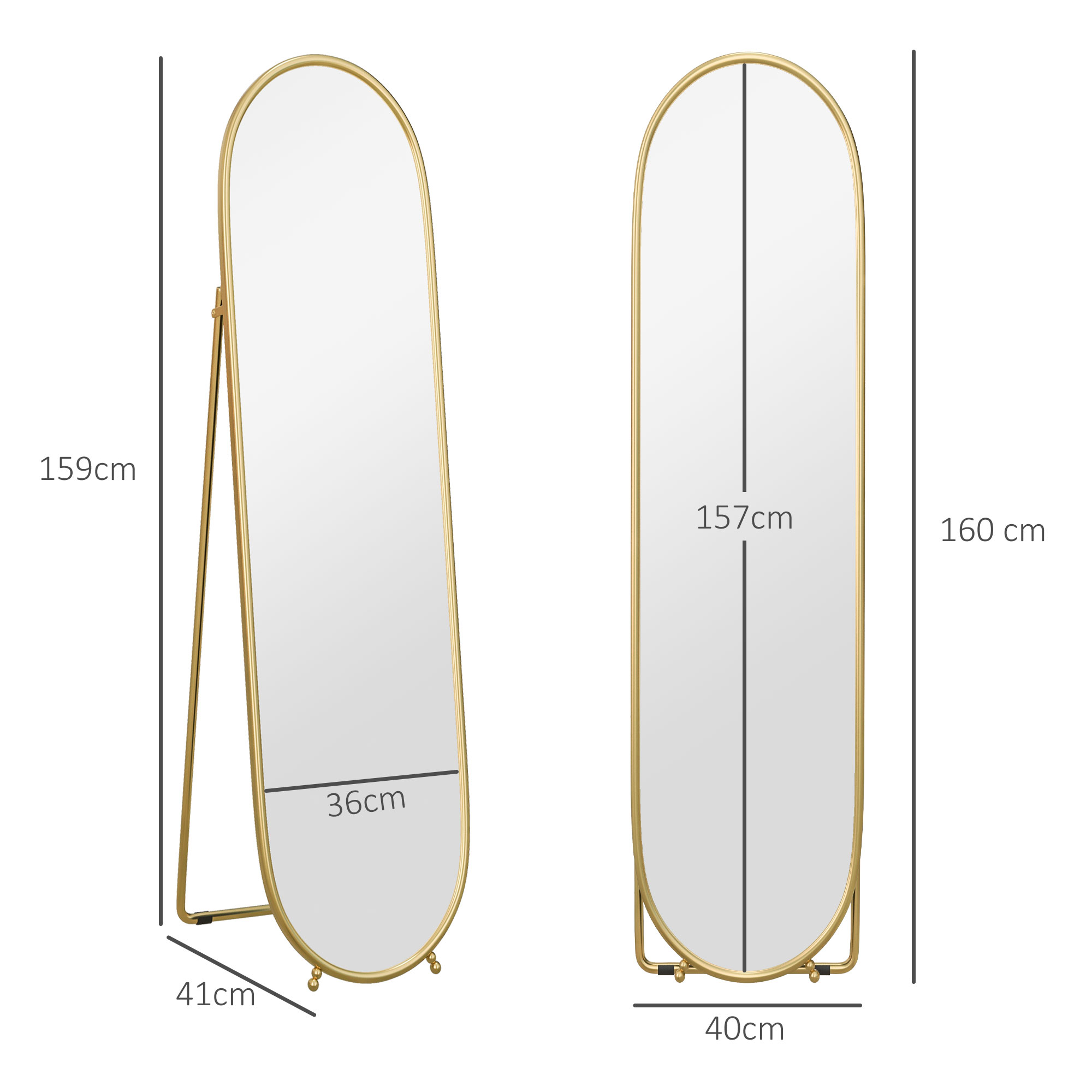 SDXYSTCE Ovale spiegel in volledige lengte, 150 x 40 cm, grote slaapkamer, wandspiegel met metalen frame, decoratieve moderne kleedspiegel voor slaapkamer, garderobe, woonkamer, thuisstudio, zwart