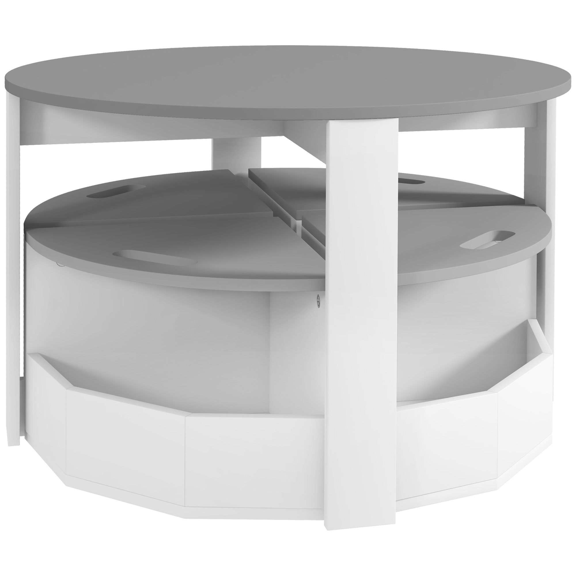 AIYAPLAY Set con Tavolo per Bambini e 4 Sgabelli Salvaspazio con Vano Contenitore in Legno, Grigio
