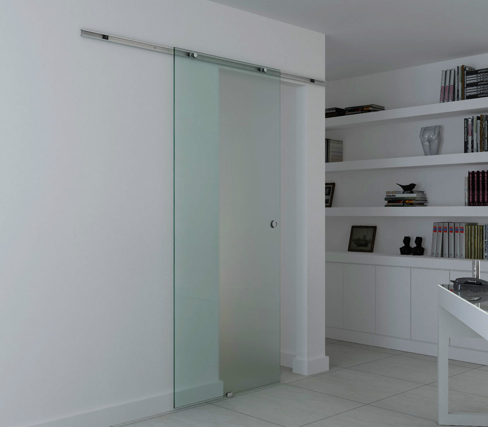 HOMCOM Drzwi Przesuwne Szklane Przezroczyste 775 x 2050 mm Minimalistyczny Styl do Domu | Aosom PL