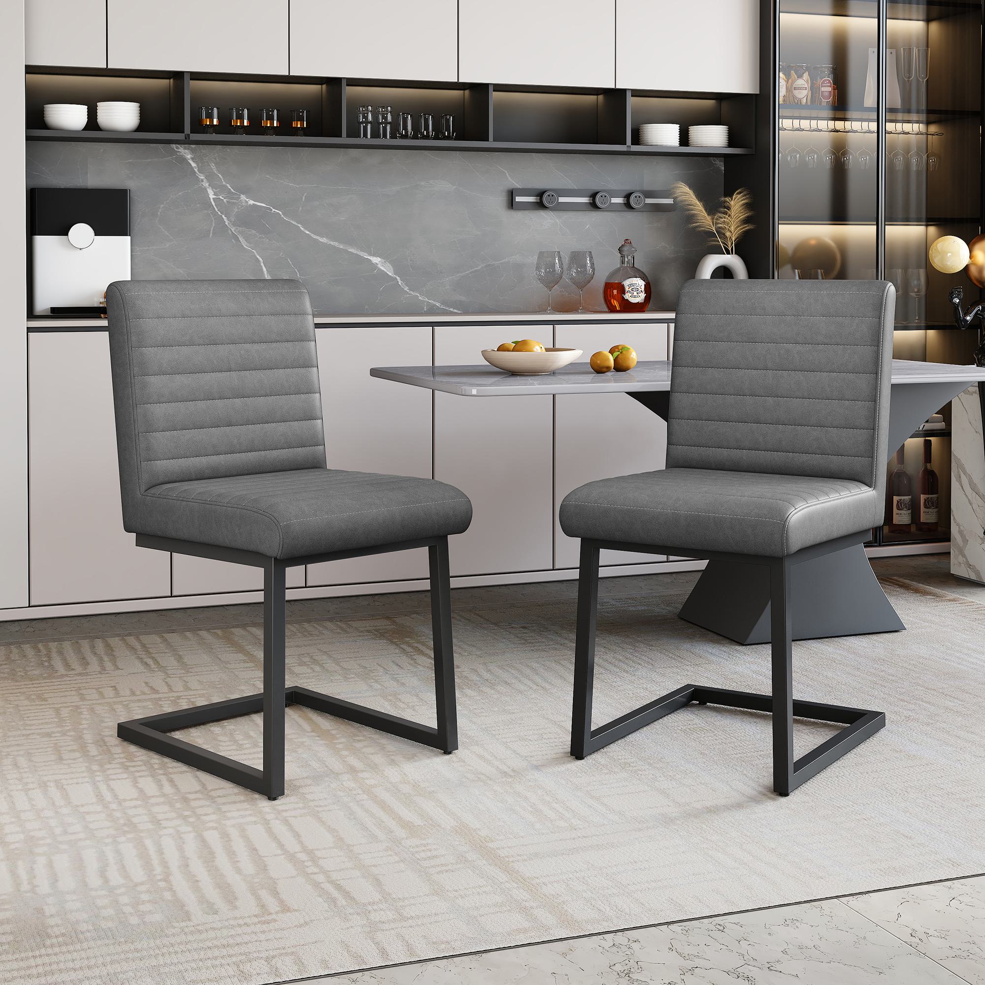 Set di 2 Sedie da Sala da Pranzo con Schienale, Grigie, 57 x 53 x 73 cm