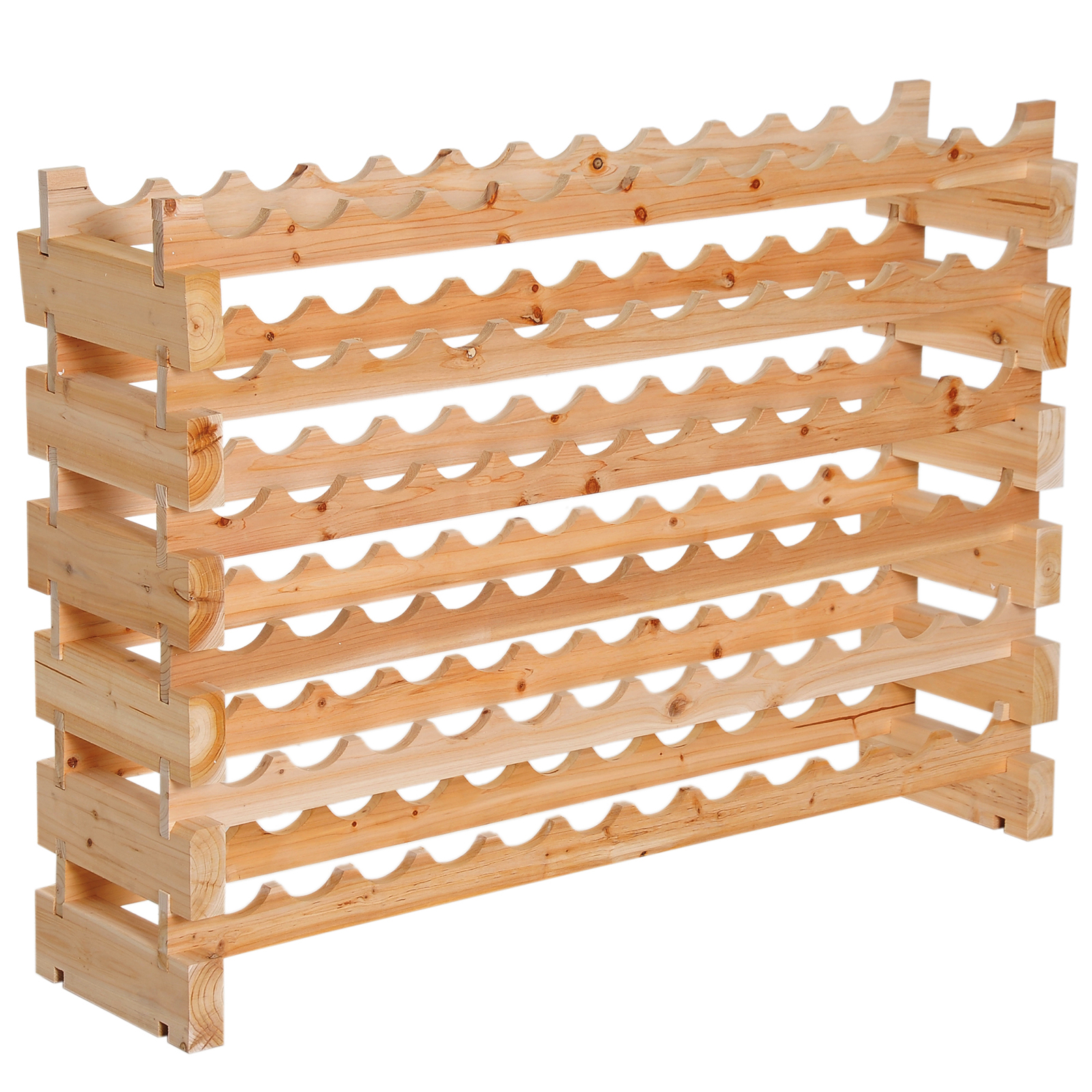 HOMCOM Scaffale Portabottiglie in Legno di Pino, Cantinetta con 6 Ripiani, Max 72 Bottiglie (100 kg), 114 x 28 x 80 cm Aosom