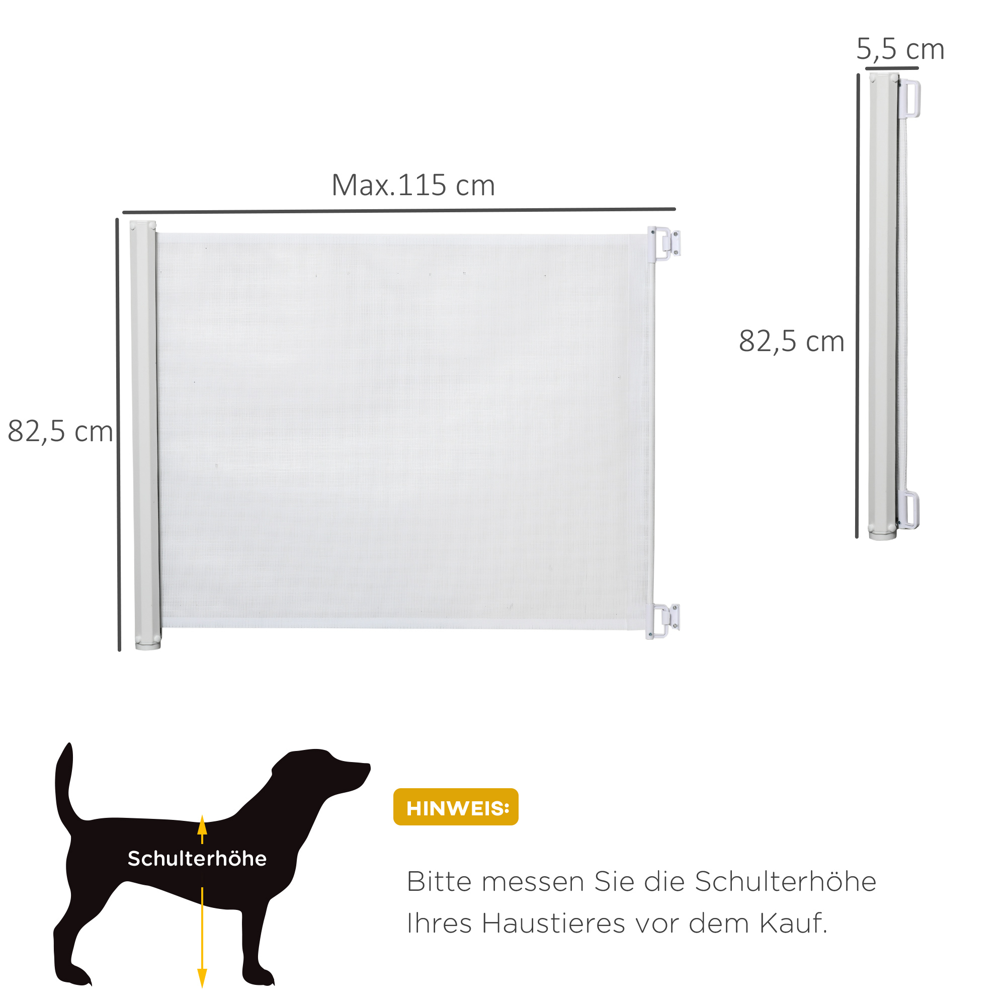 Trepivärav 115 cm, koerte turvavärav, trepikaitse, turvavahesein, sissetõmmatav trepivärav, rullkardin, plastik, valge