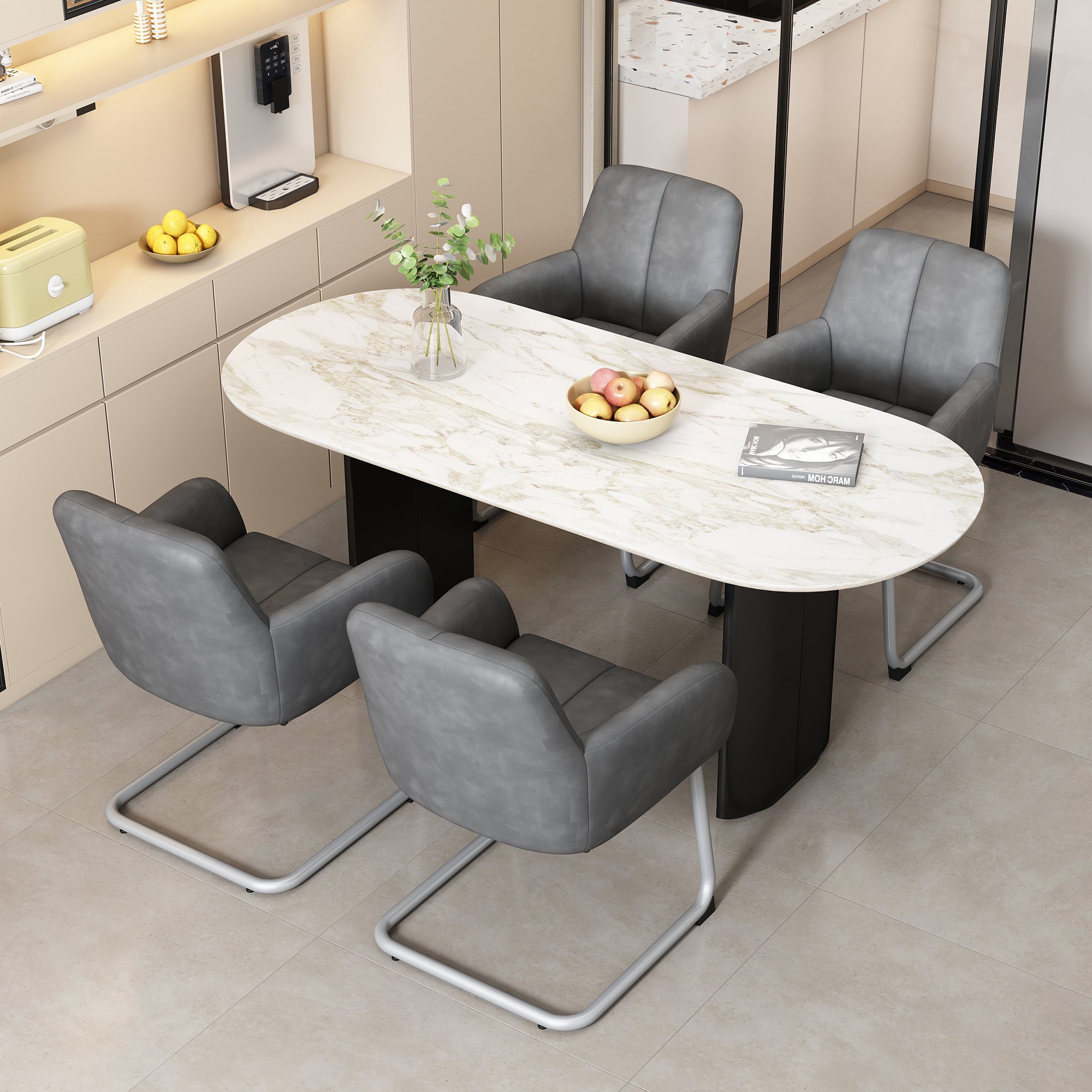 Set Di 2 Sedie Per Sala Da Pranzo Di Design E Moderne Con Seduta In Velluto Blu E Gambe In Metallo Nero 100001607 85712055