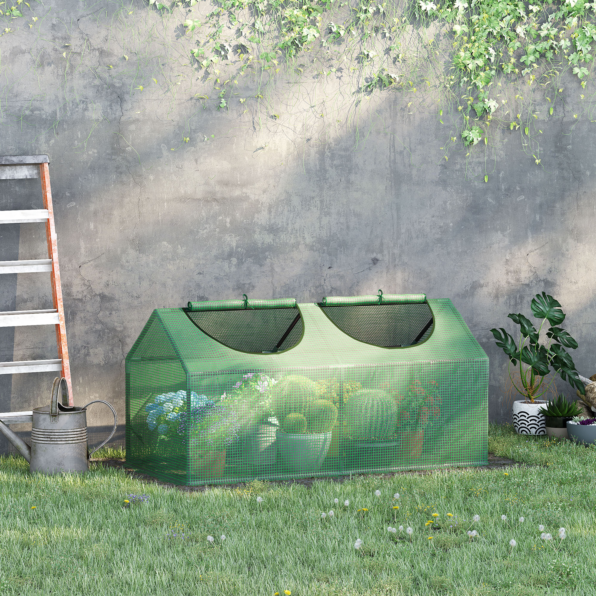 Outsunny szklarnia foliowa z okienkiem PE cieplarnia szklarnia na pomidory skrzynia inspektowa 119 x 60 x 60 cm kolor zielony