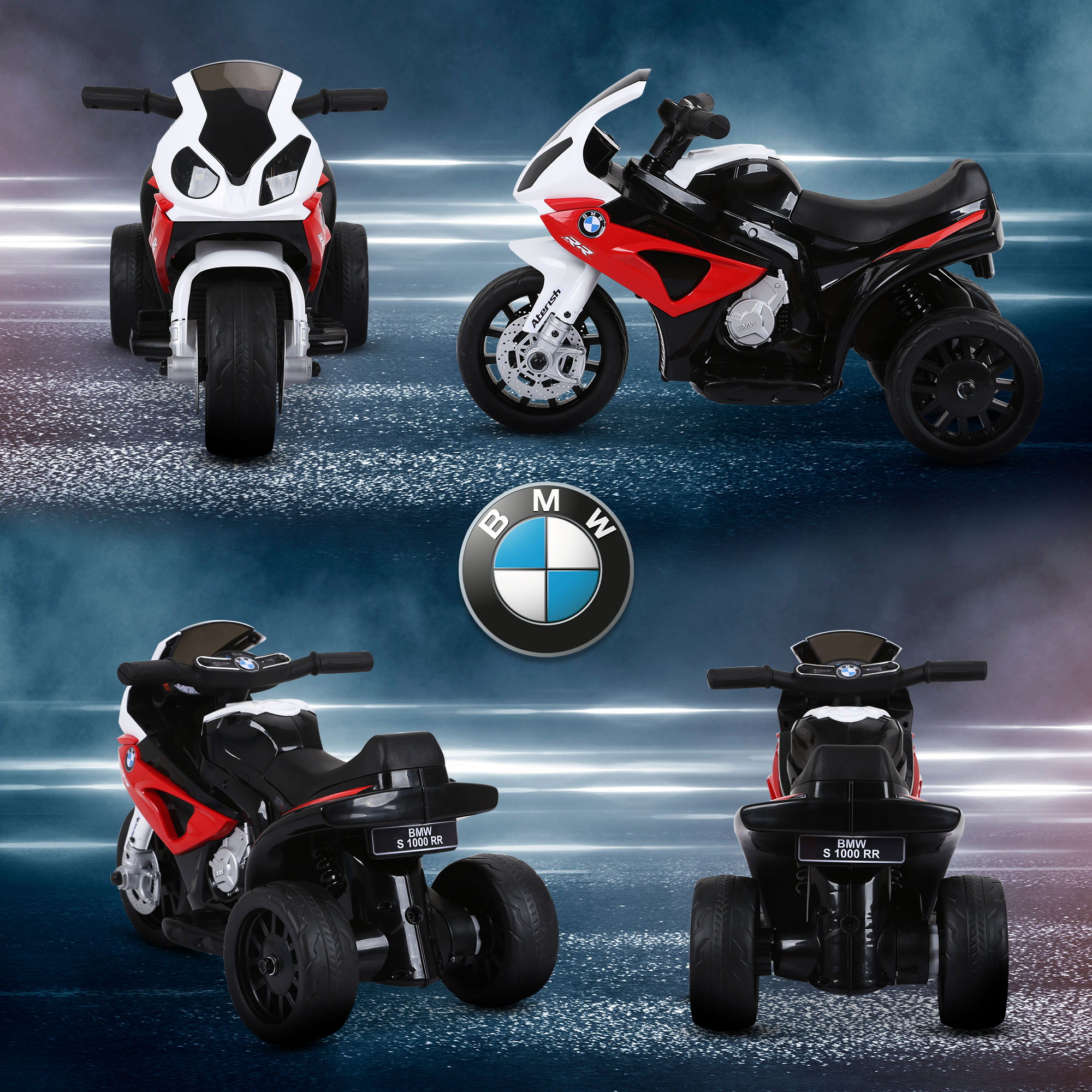 BMW S1000RR 6V elektrimootorratas lastele, elektrimootorratas esitulega, lastemootorratas muusikaga, 2,5 km/h mootorratas lastele kuni 20 kg, 18-36 kuud, punane