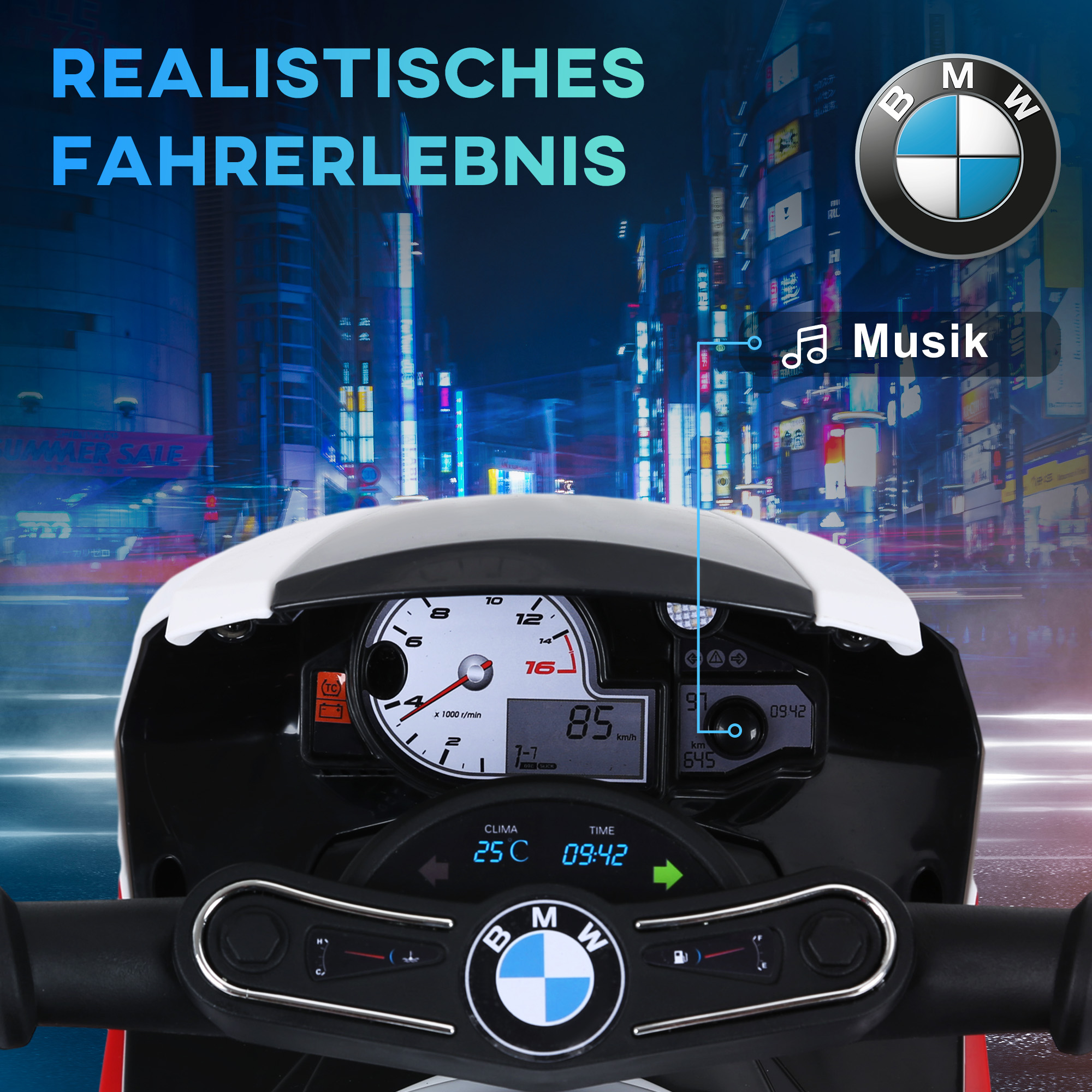 BMW S1000RR 6V elektrimootorratas lastele, elektrimootorratas esitulega, lastemootorratas muusikaga, 2,5 km/h mootorratas lastele kuni 20 kg, 18-36 kuud, punane
