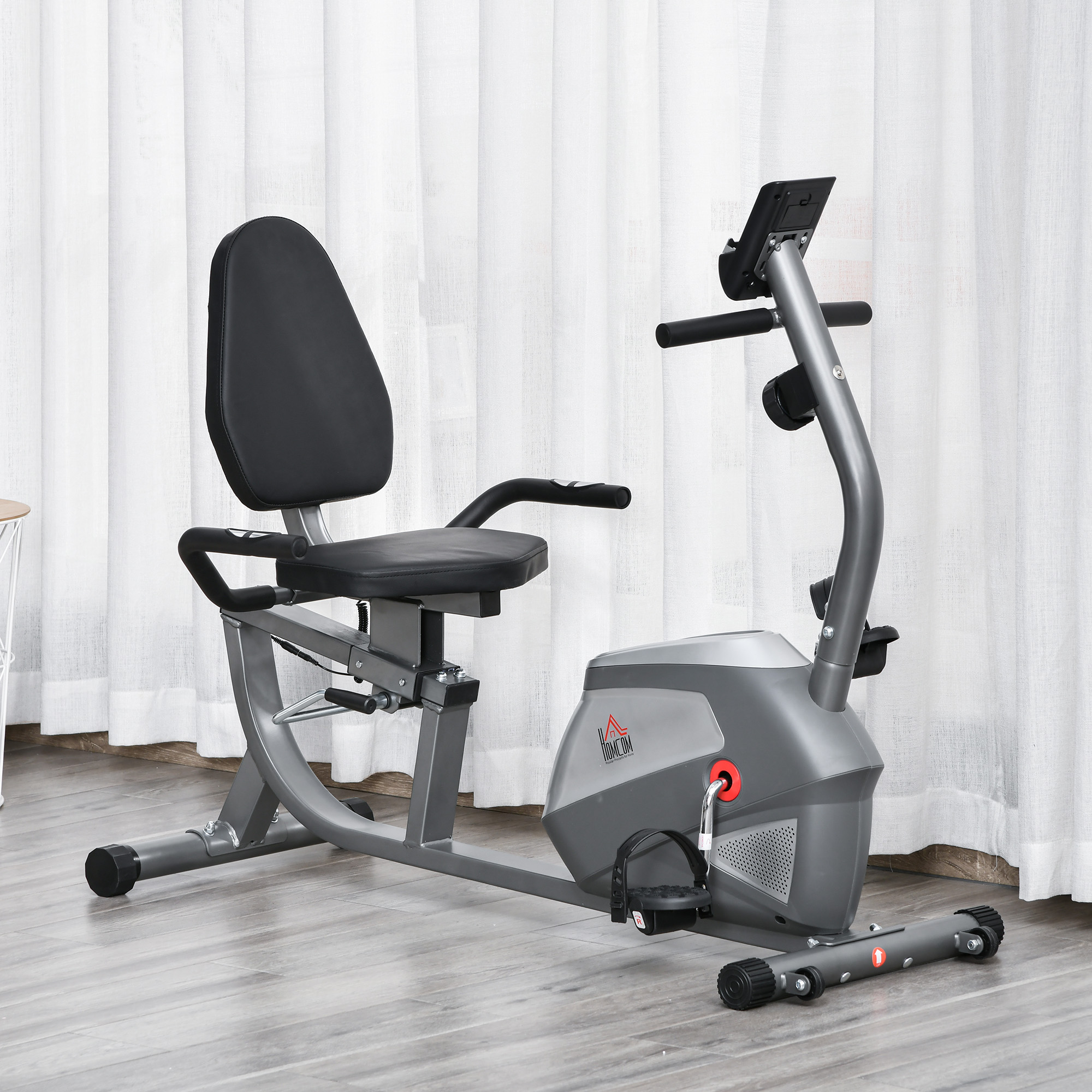 Rower treningowy trenażer rowerowy z regulacją oporu magnetycznego kolor szary + srebrny | Aosom.pl