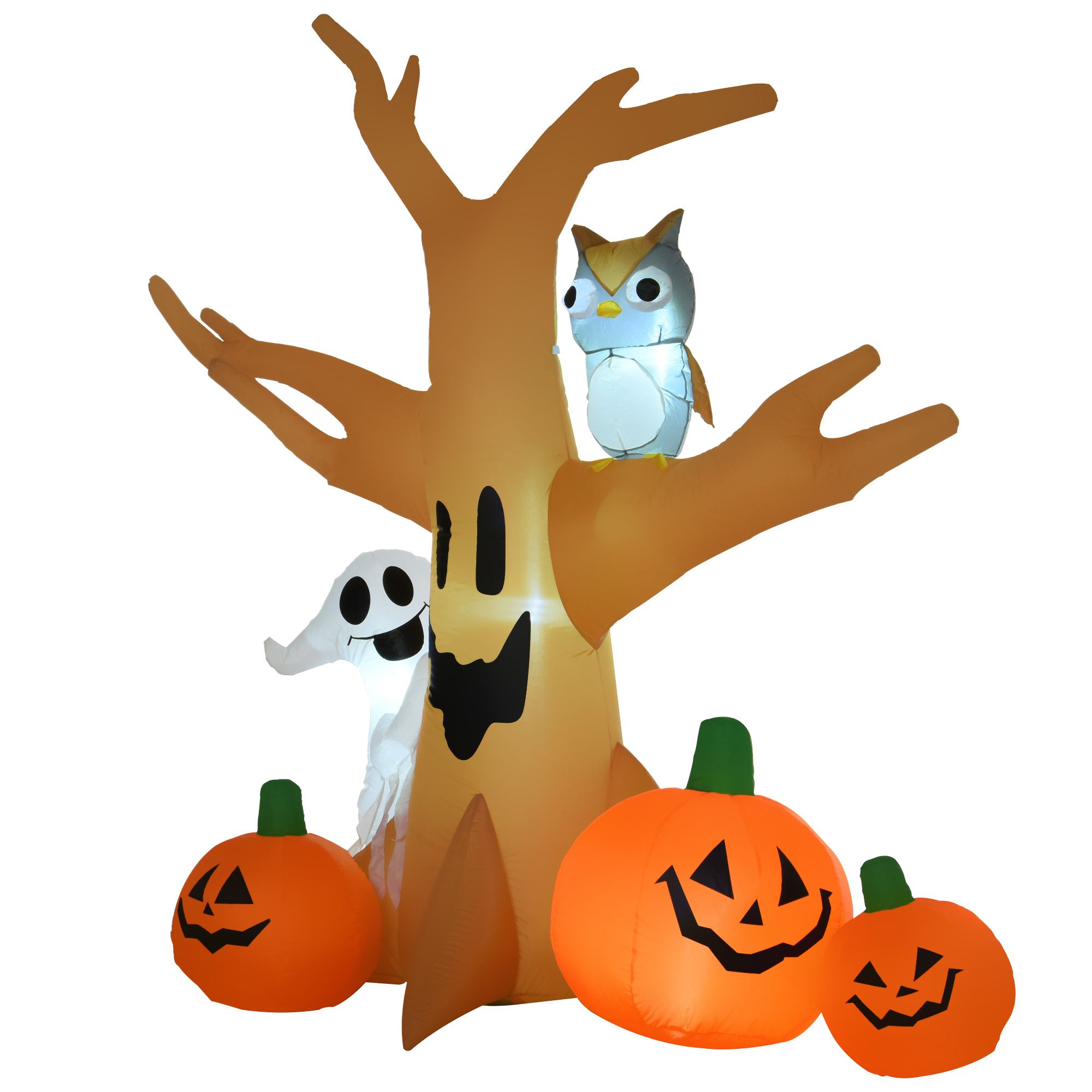 HOMCOM Halloween Inflatable Ghost 1.8 m Decoration with LEDs White Orange Polyester 80 x 40 x 180 cm
