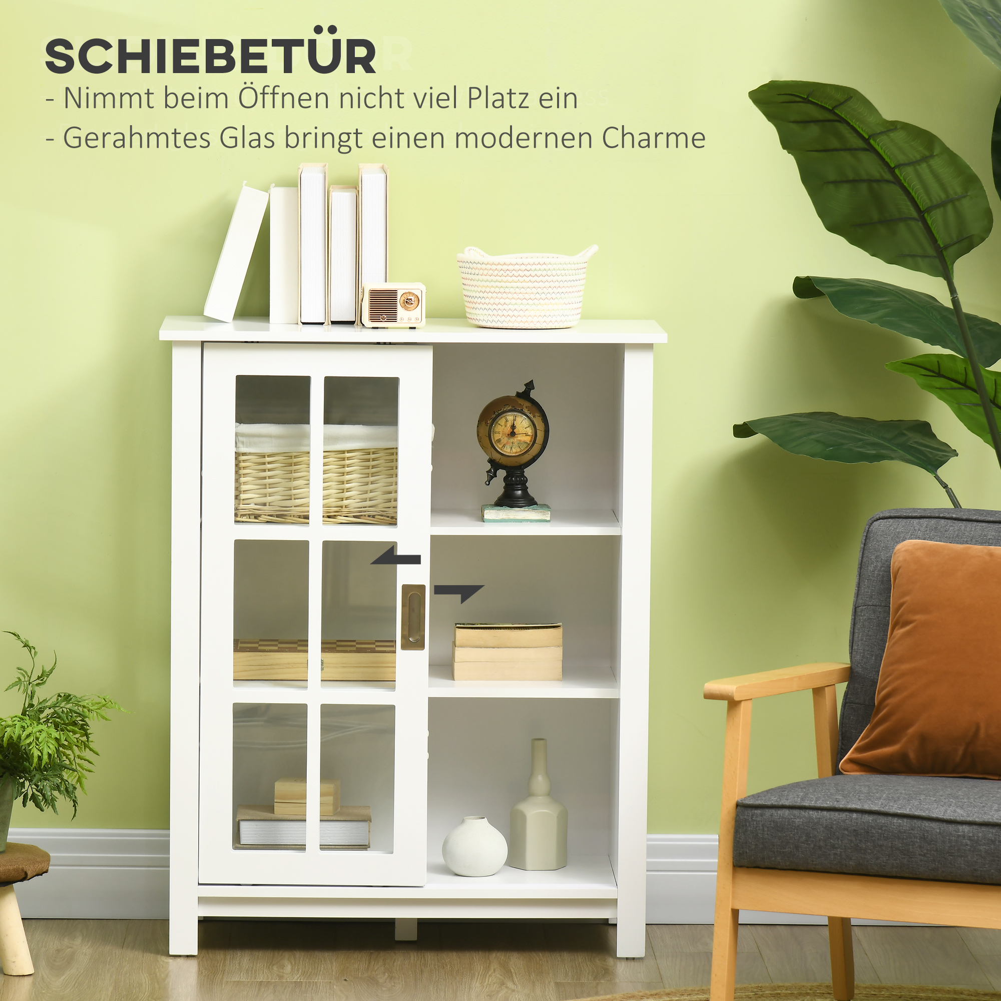 Vitrine Für Wohnzimmer HOMCOM 5-stufige Wandvitrine In Grau-Holzoptik Mit Glastüren & 4 Einlegeböden Glasvitrine Mit Led Beleuchtung