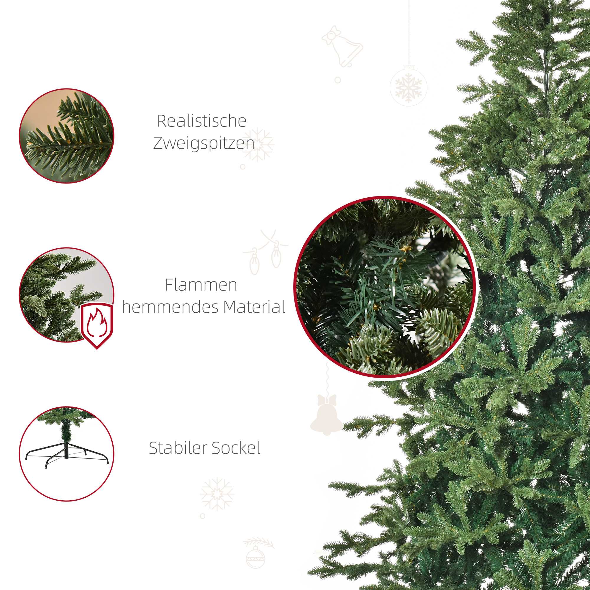HOMCOM Knstlicher Weihnachtsbaum 105 cm x 105 cm x 210 cm| Aosom.de