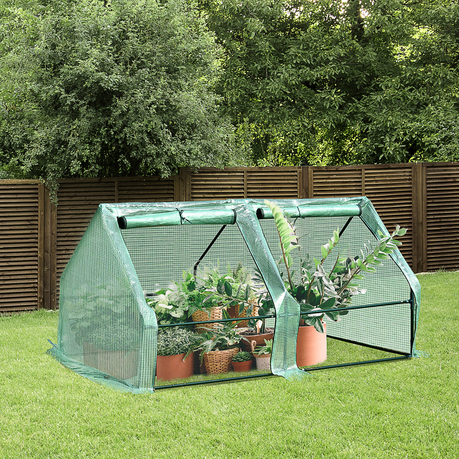 AMHANCIBLE Serre De Jardin 200x80x170cm Pour Tomates - Toit Pointu Bâche PE Zip Enroulables