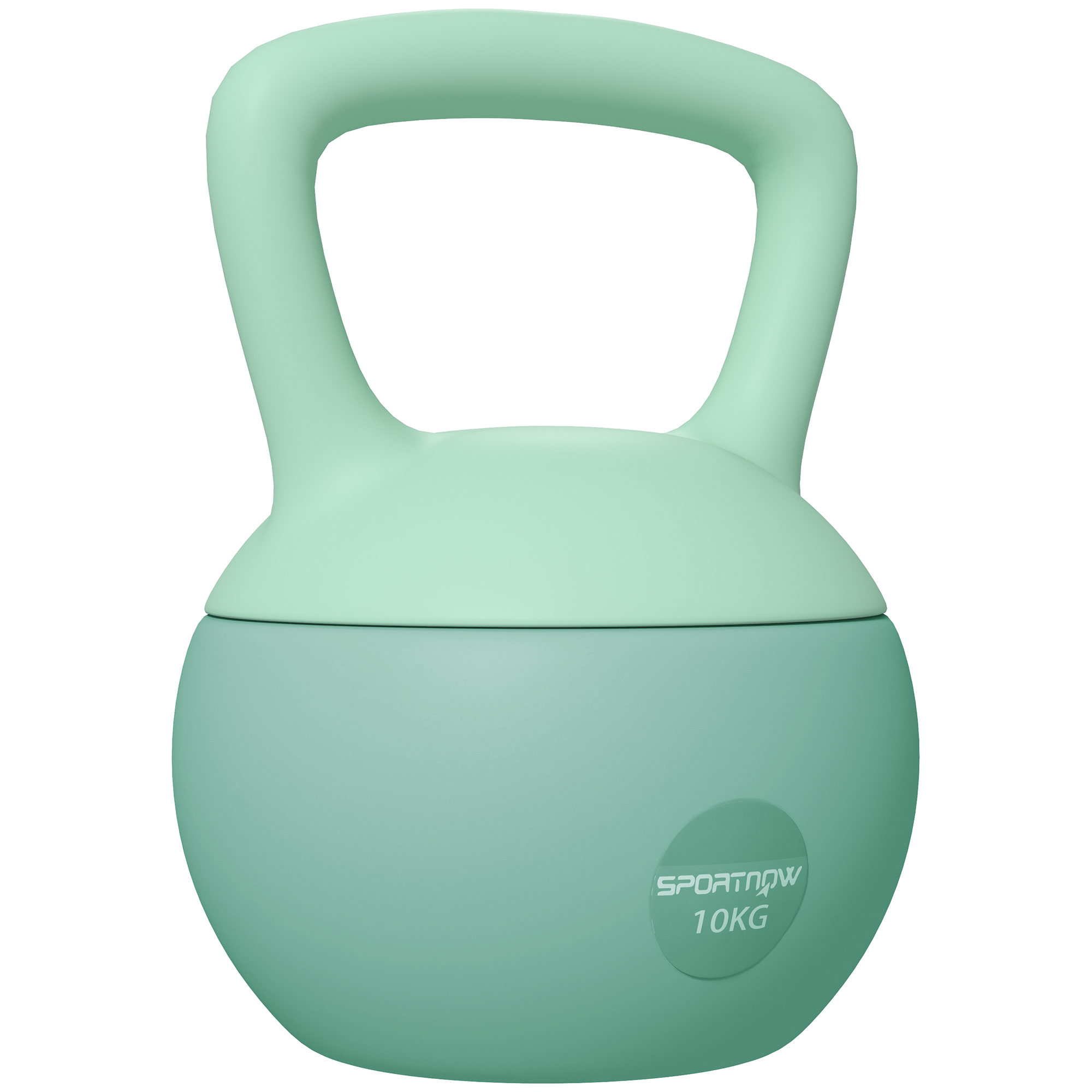 SPORTNOW Pesa Rusa 10 kg Kettlebell Relleno de Arena Metálica y Mango Antideslizante para Entrenamiento en Casa 21x21x30 cm Verde