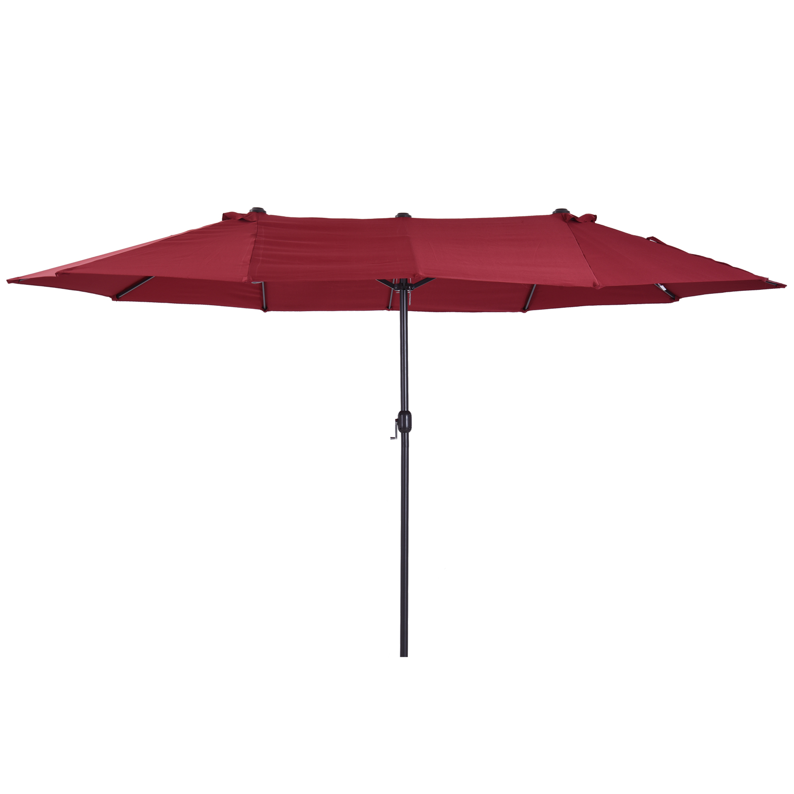 Outsunny Ombrellone Doppio da Giardino 4x2.2 m a 12 Stecche con Prese d'Aria e Manovella, Ombrellone per Esterni in Metallo e Poliestere, Anti UV 30+, Grigio Scuro