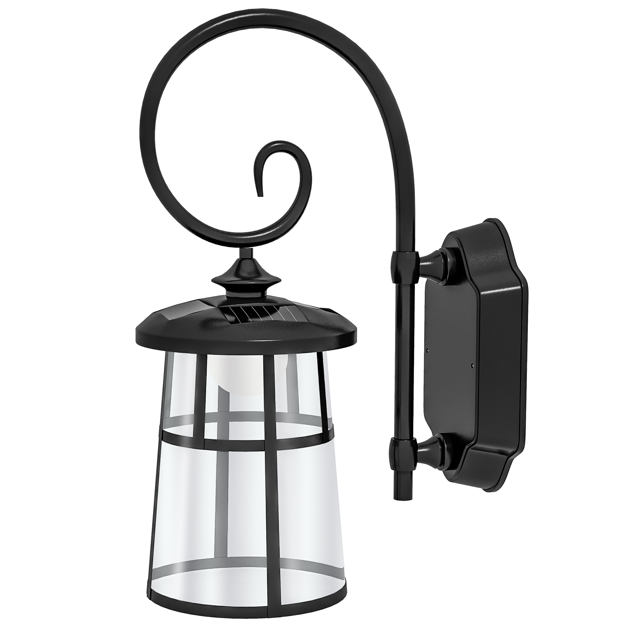 Outsunny Lampada da Giardino con Pannello Solare, Impermeabile IP44 e Accensione Automatica, Nero Aosom