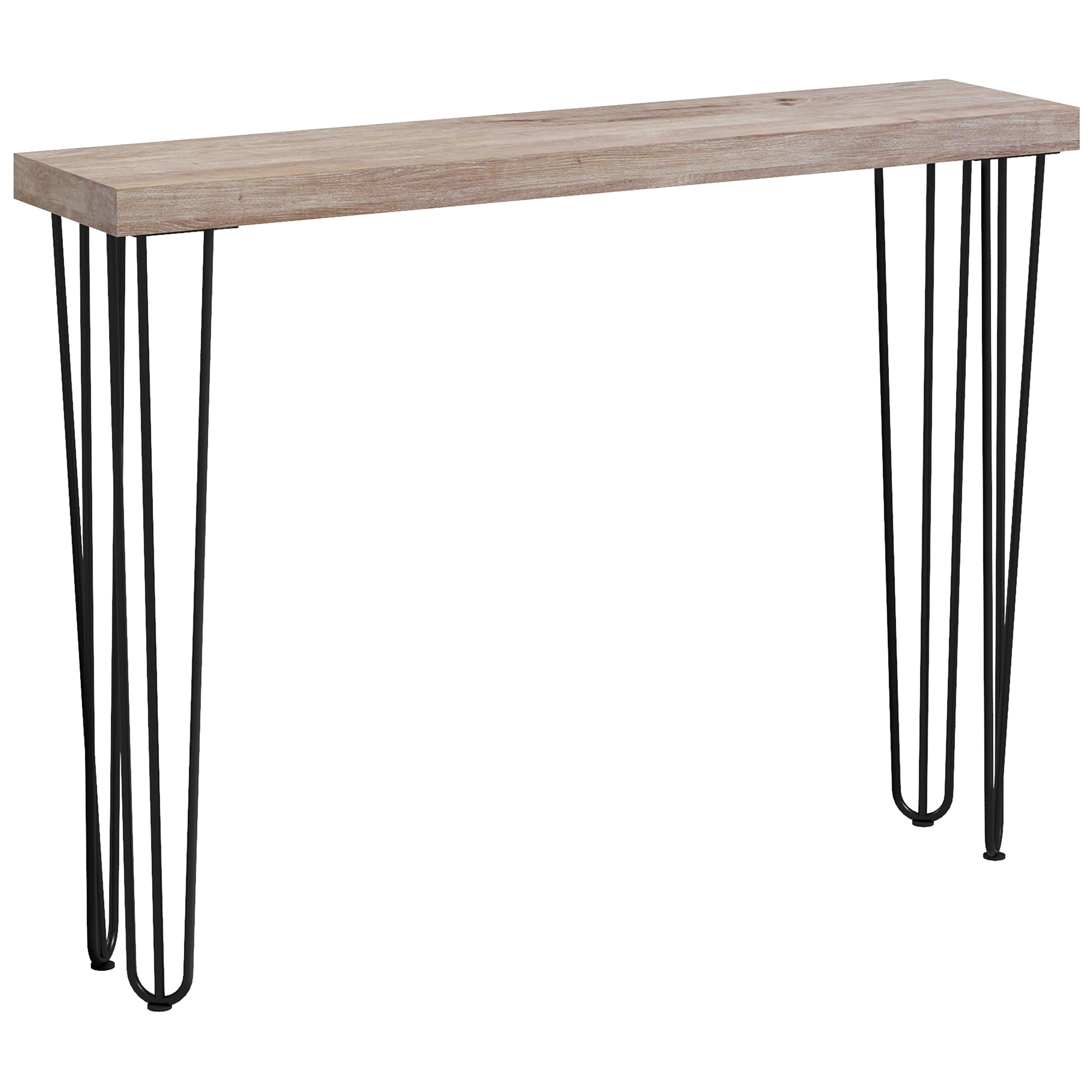 HOMCOM Mesa de Entrada con Patas de Acero Antivuelco Mueble de Recibidor para Salón Pasillo 110x25x79,5 cm Natural