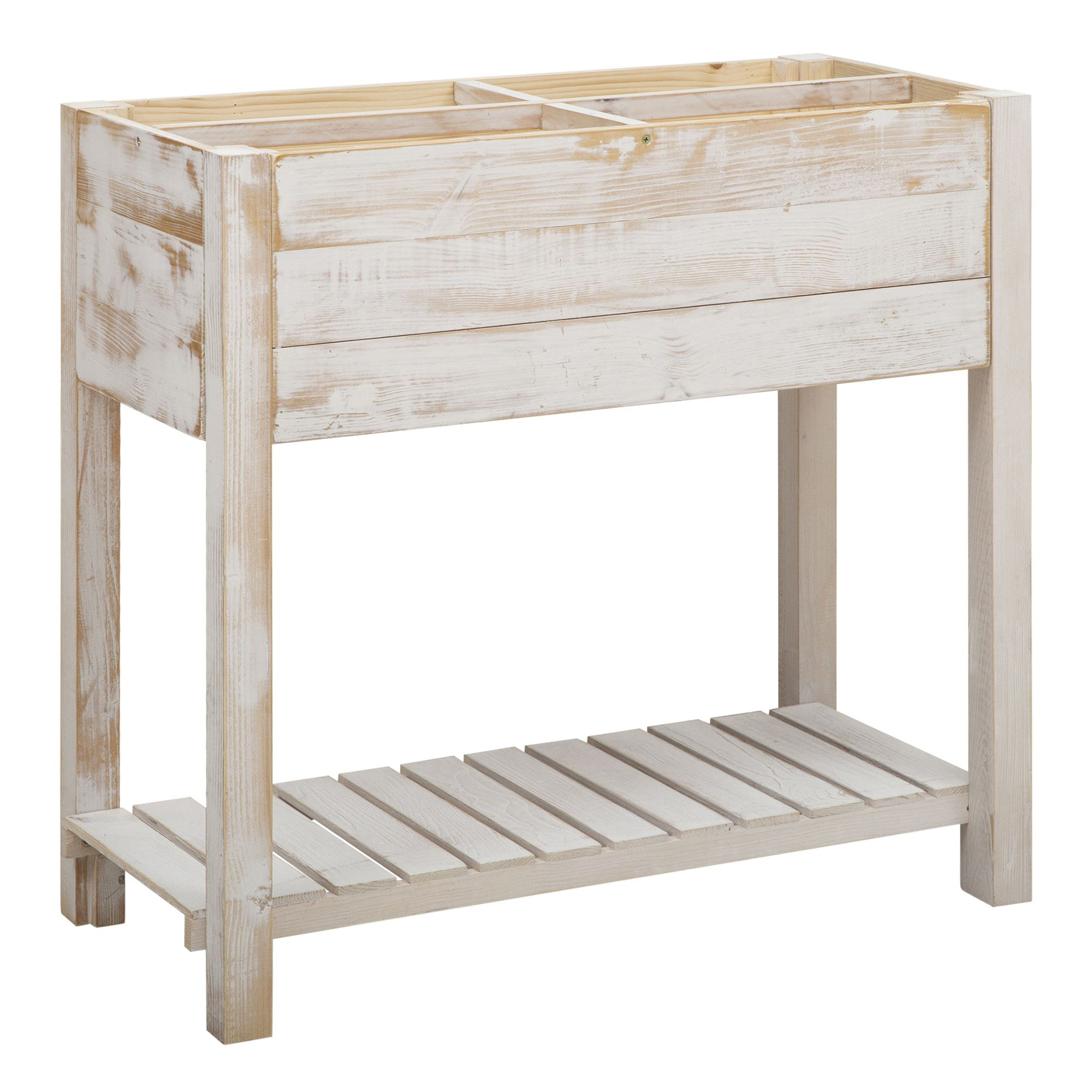 Jardinière Sur Pieds Outsunny - 90x40x81 Cm, Bois Sapin, Étagère, Irrigation Incluse