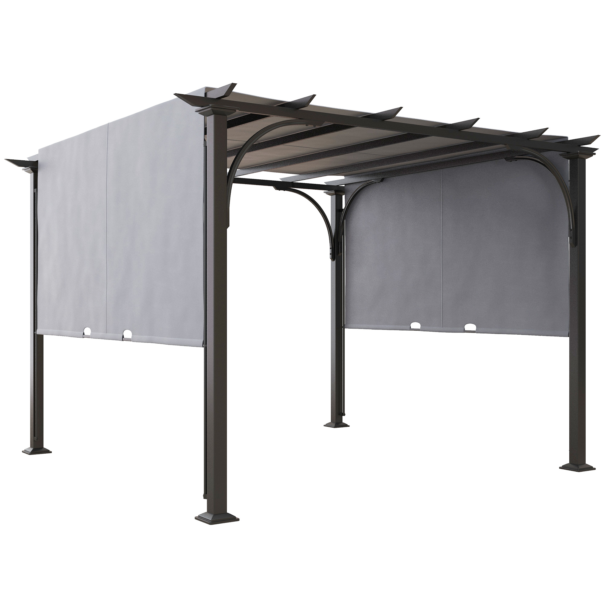 Outsunny 3 x 3(m) Garden Pergola, Outdoor Retractable Pergola Gazebo ...