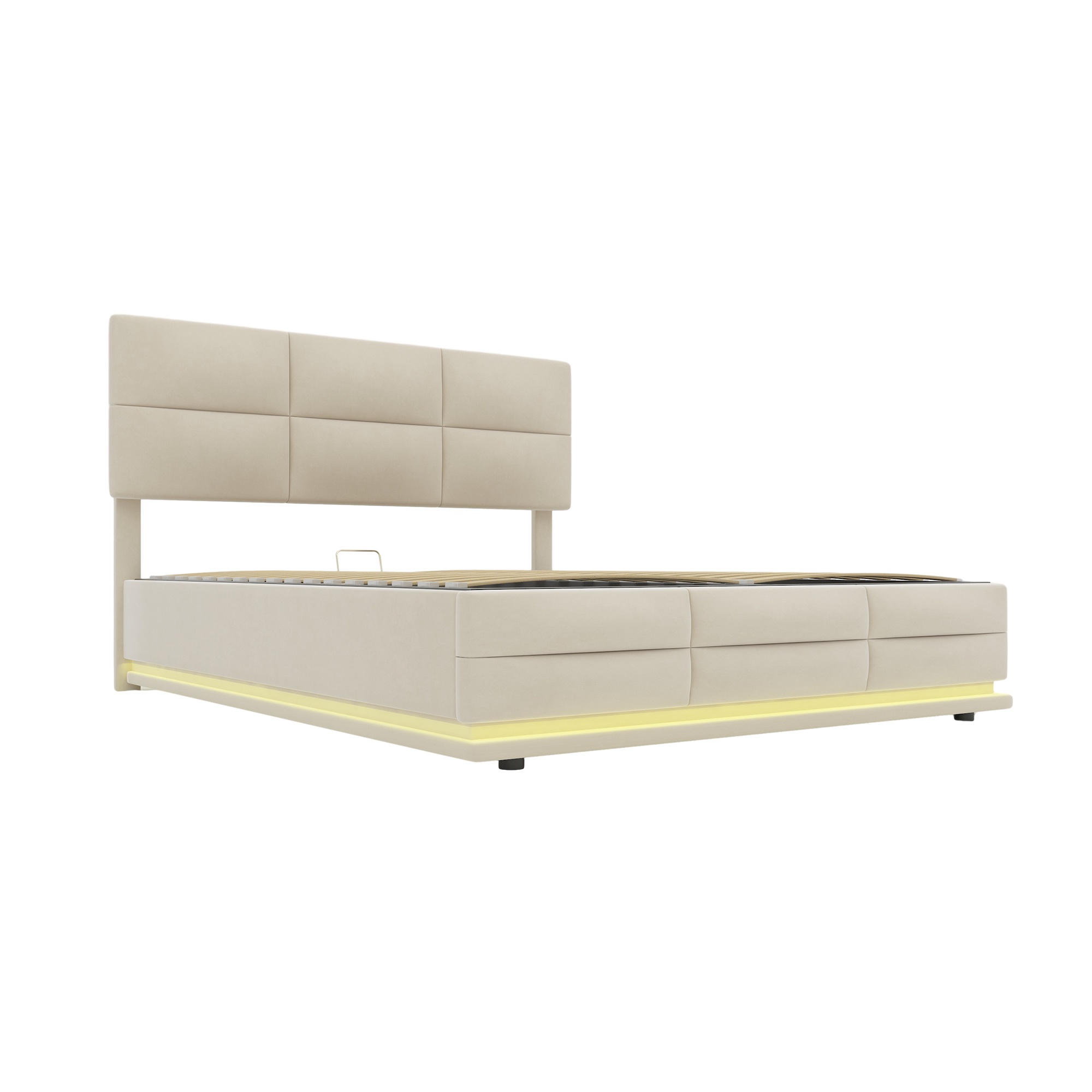 Letto Imbottito In Velluto, Cassetti In Robusta Rete Metallica, Letto Matrimoniale Con Rete A Doghe E 4 Cassetti Letto 180 X 200 Cm Senza Materasso Grigio Okwish 79082977