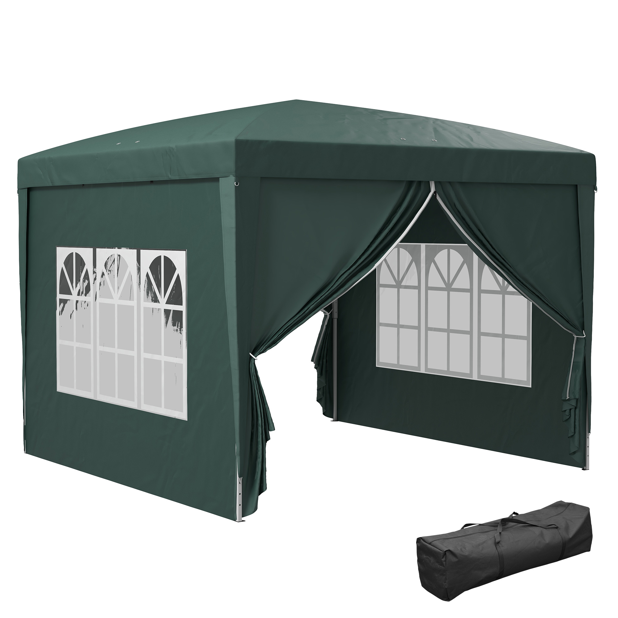 Outsunny Gazebo 3x3 m da Giardino Impermeabile in Acciaio con Copertura in tessuto Oxford, Verde Aosom