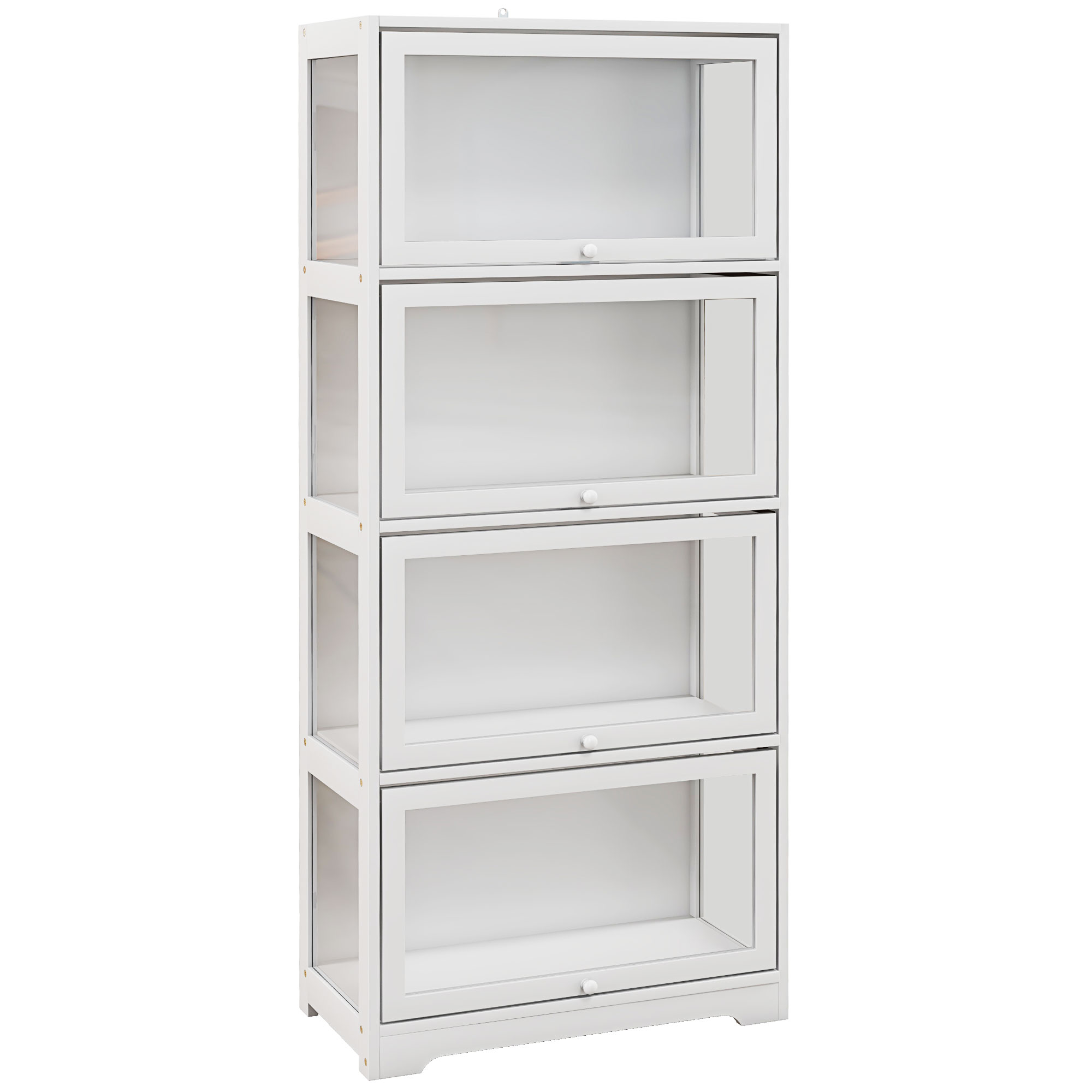 HOMCOM Vitrina Coleccionista de 4 Niveles con Puertas Abatibles Vitrina de Cristal Anti-vuelco Vitrina para Estudio Dormitorio Blanco   Aosom España