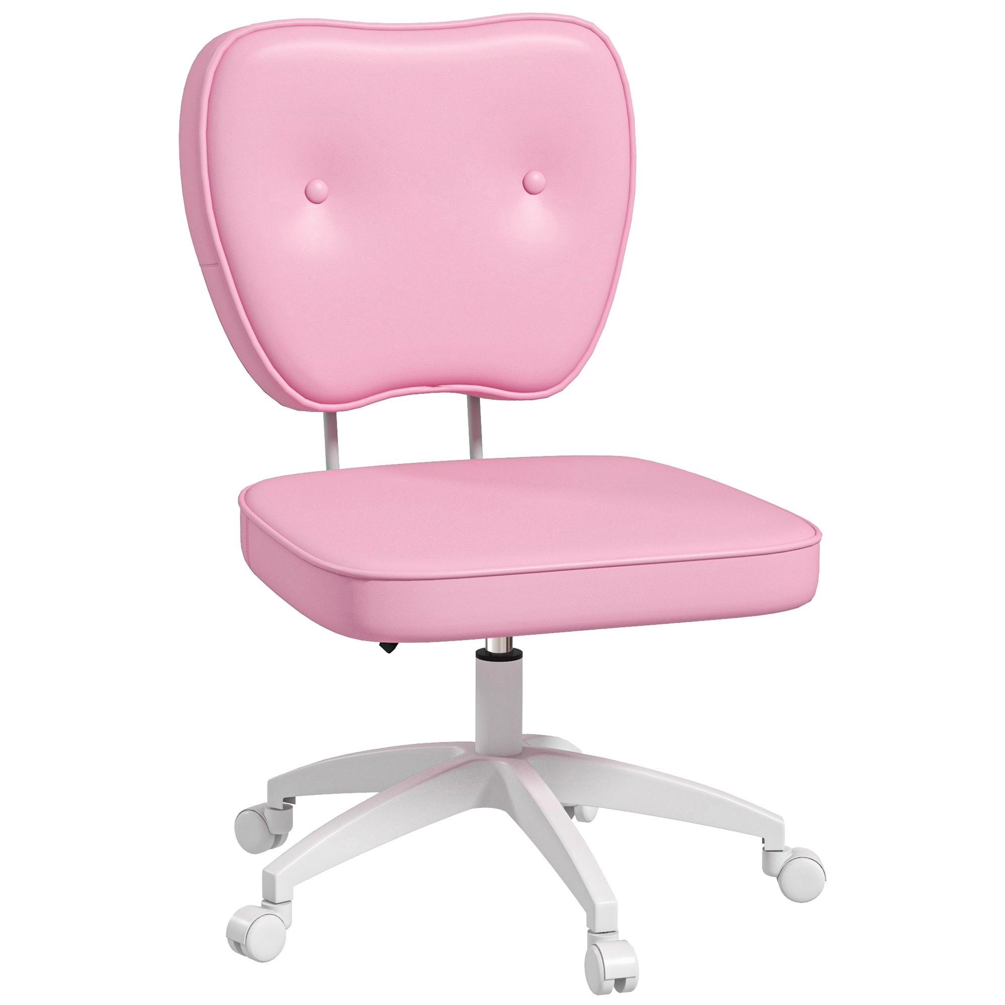 Vinsetto Silla de Oficina Giratoria Tapizada en PU con Altura Ajustable Sin Brazos Carga 120 kg 46x59x82-92 cm Rosa