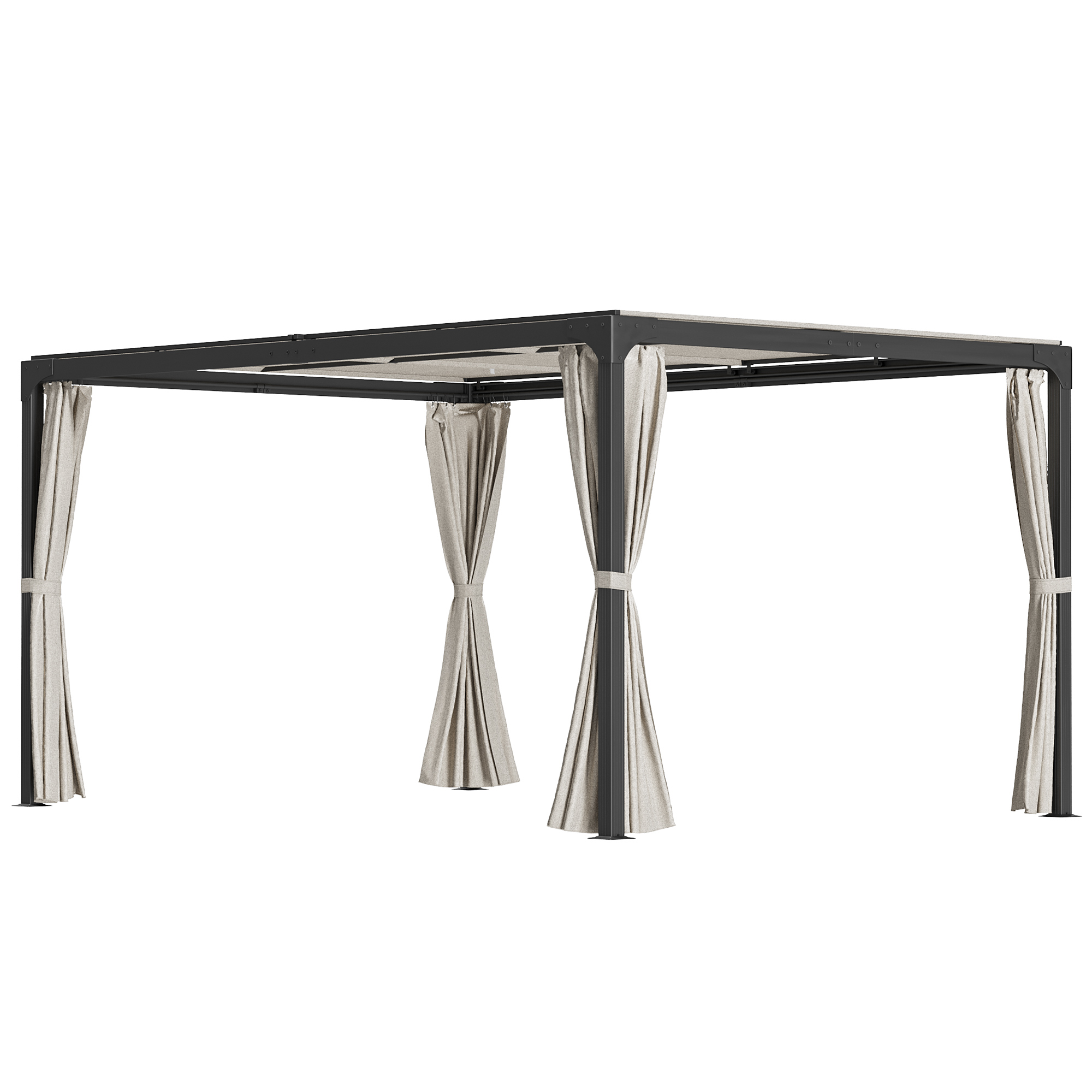 Outsunny Pavillon, ausziehbares Dach, Aluminium & Stahl, 295x295x220cm