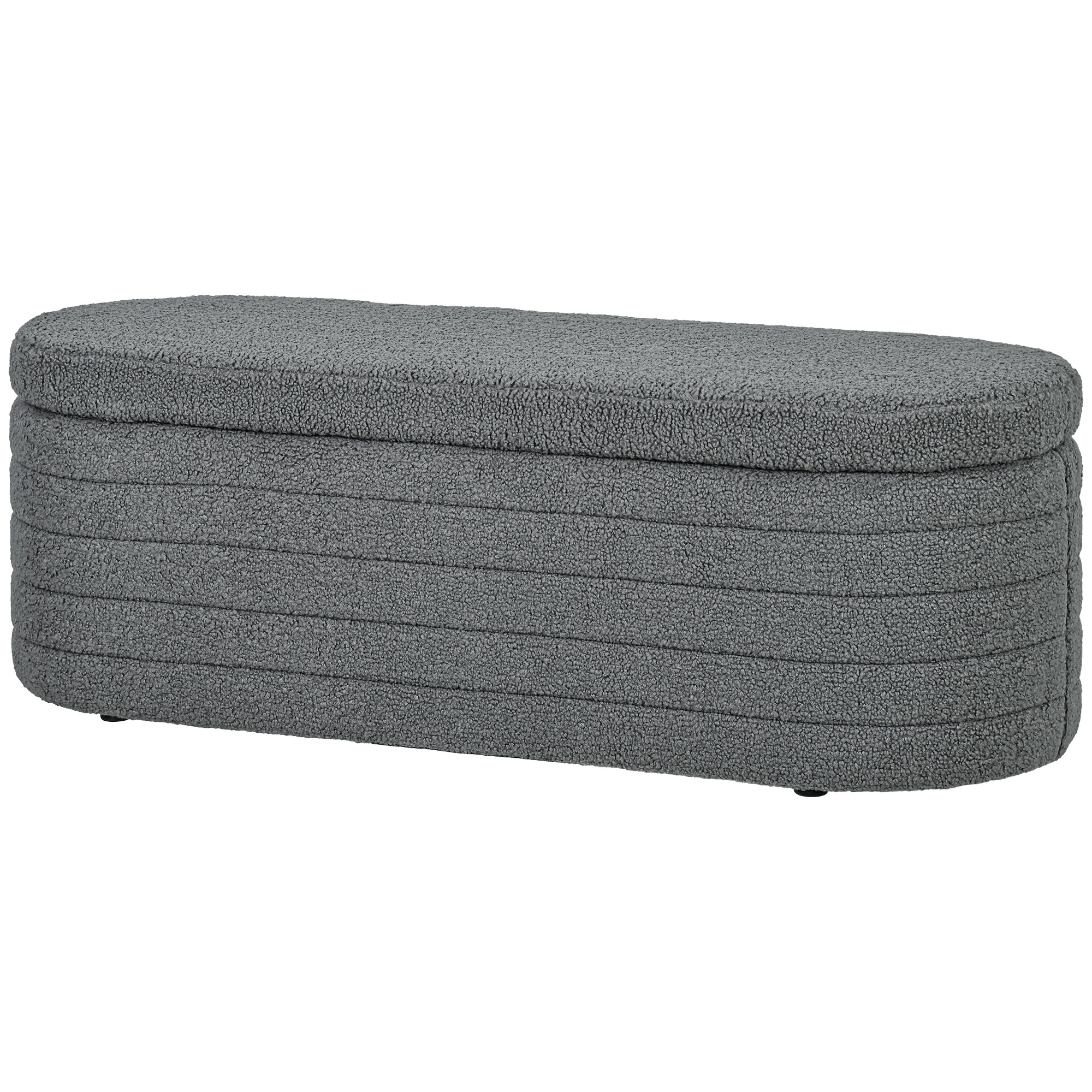 Opbergdoos van bouclé-stof in beige met venster - L40 cm