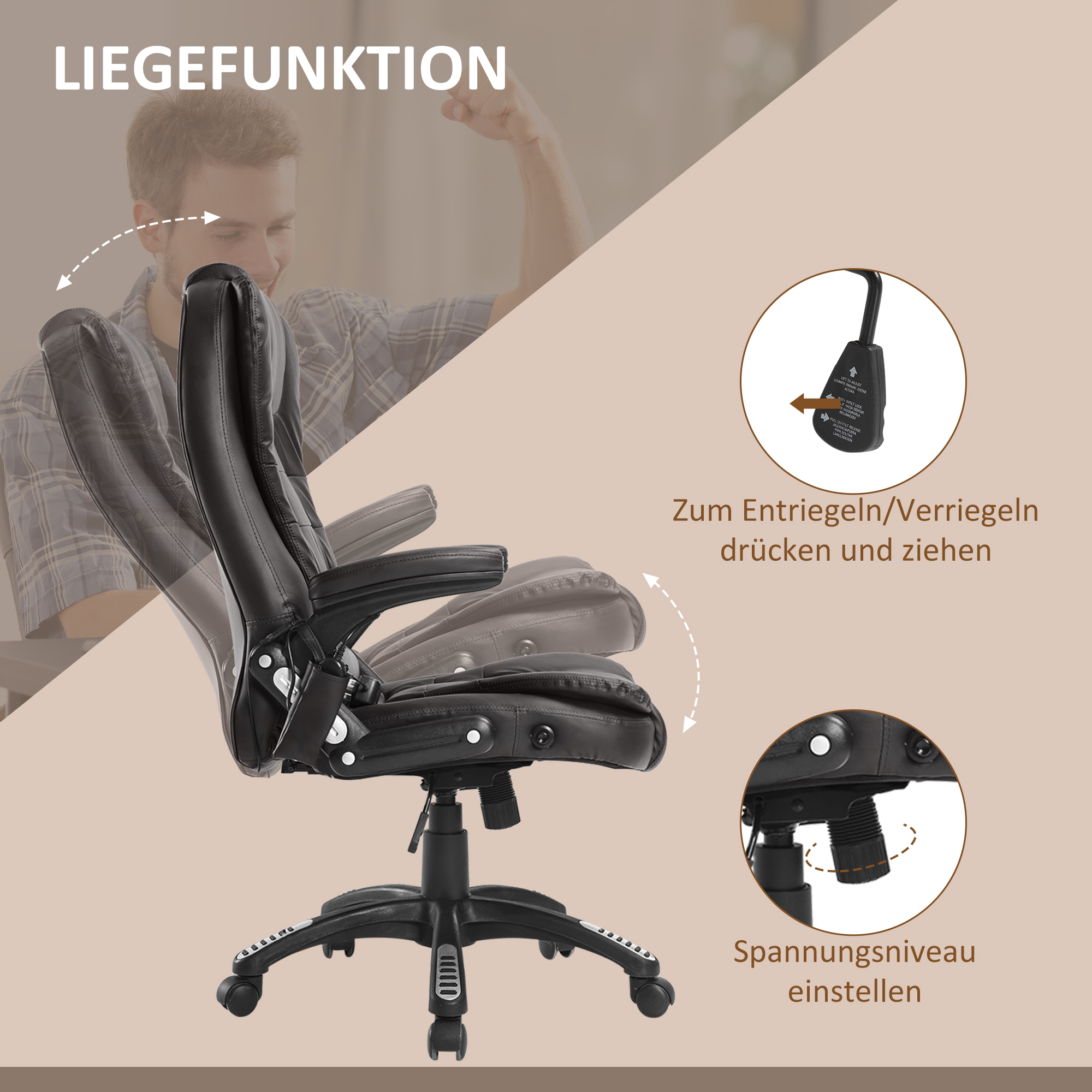HOMCOM Massagesessel Bürosessel Bürostuhl Chefsessel Gamingsessel 