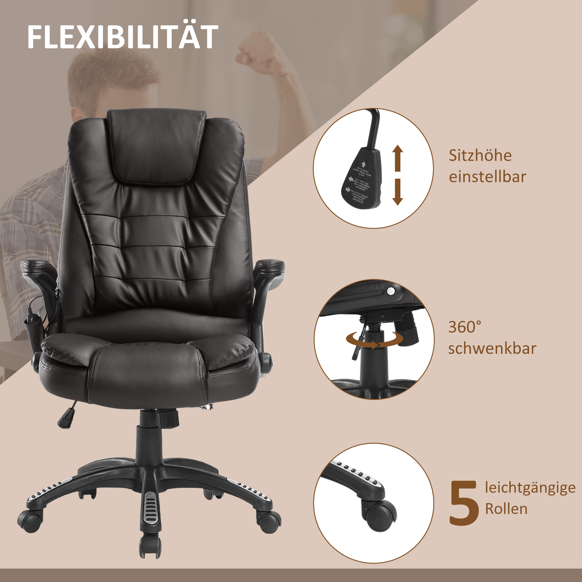 HOMCOM Massagesessel Bürosessel Bürostuhl Chefsessel Gamingsessel 