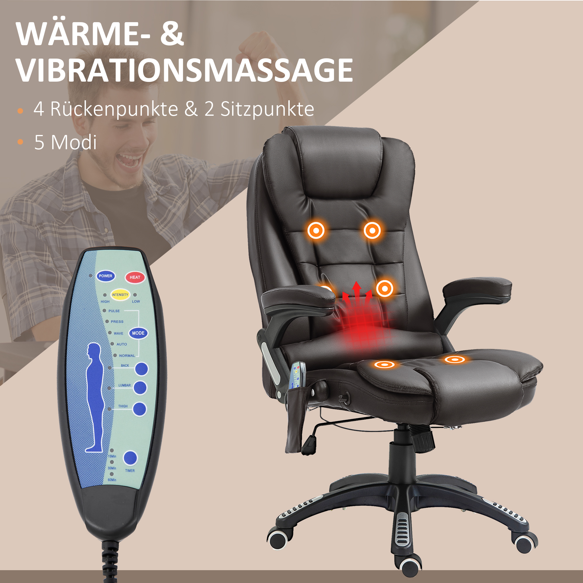 HOMCOM Massagesessel Bürosessel Bürostuhl Chefsessel Gamingsessel 