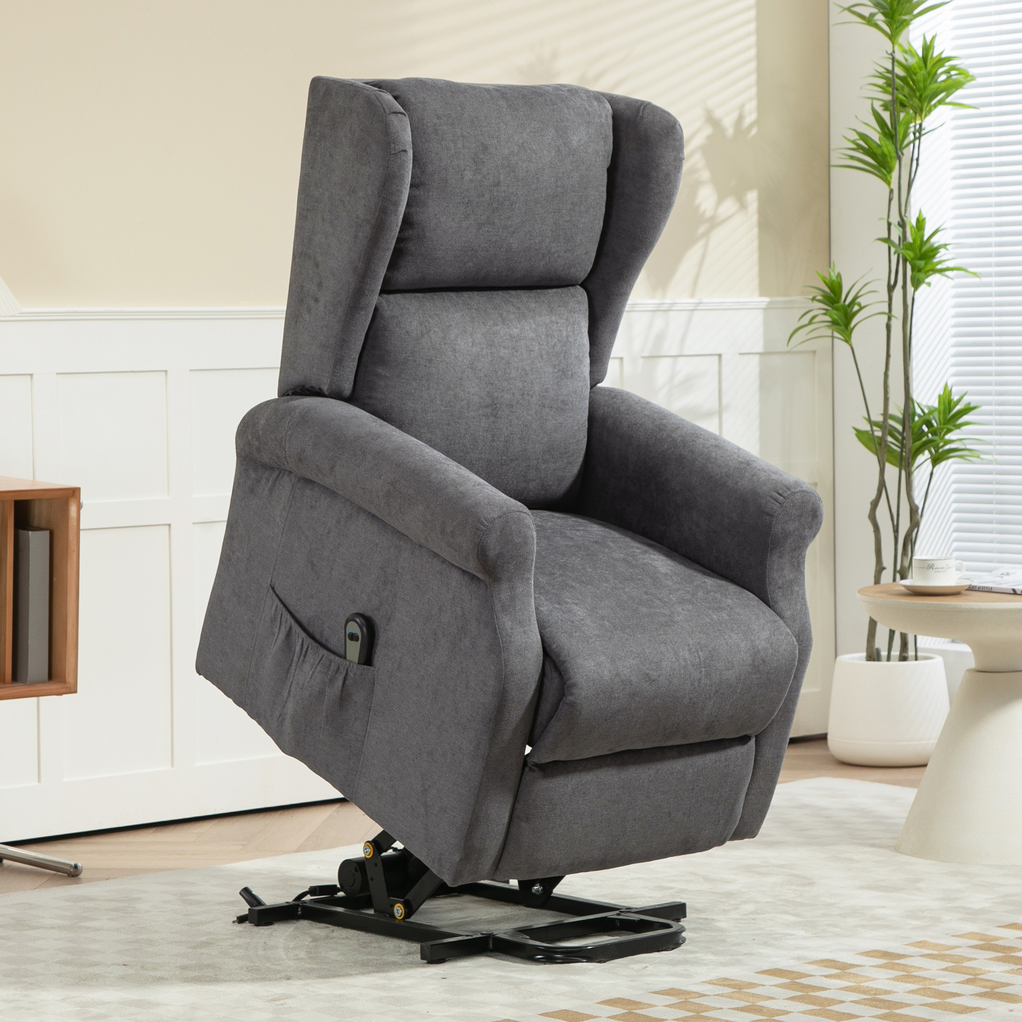 HOMCOM Elektrische Stoelen Opsta-Hulp Relaxfauteuil Donkergrijs, tot 200 kg, Incl. afstandsbediening, verdikt zitkussen, 725x94x109cm | Aosom.nl