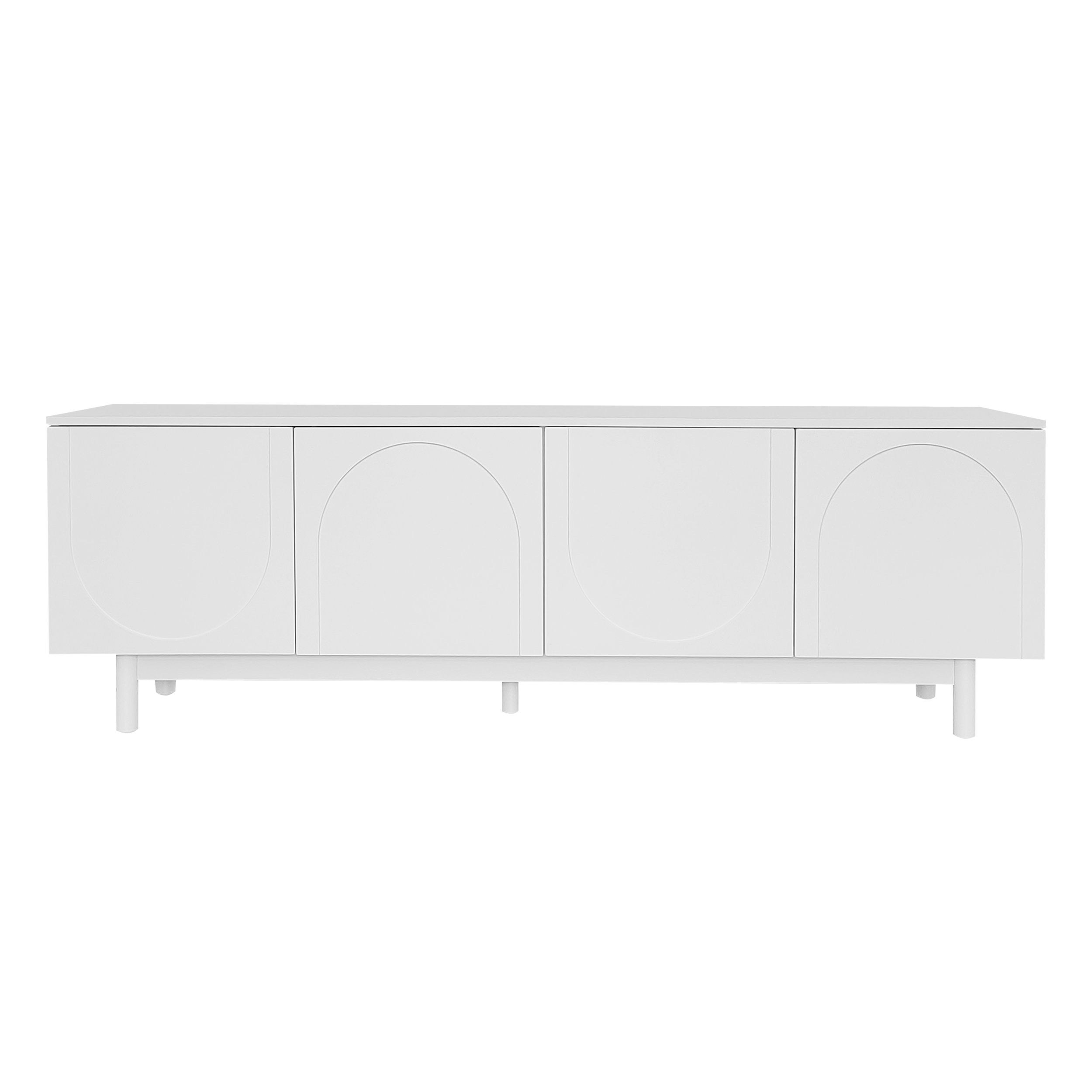 Mueble TV Blanco elegante de estilo lujoso con puertas estructuradas y estantes ajustables, 175x38x56 cm, Blanco | Aosom España