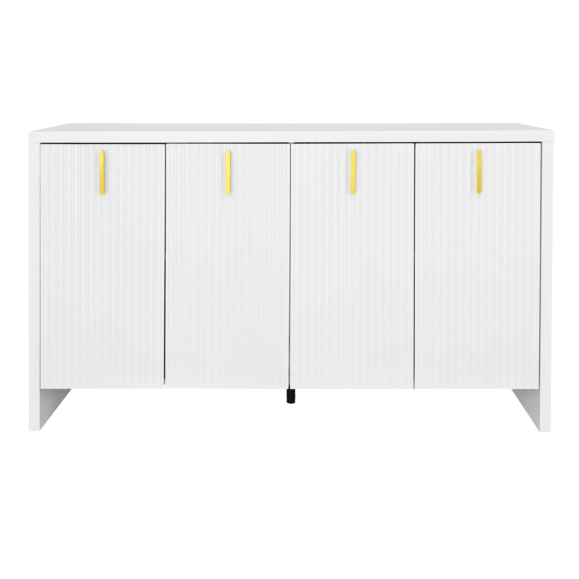 Sideboard Modernes Weiss mit Vergoldeten Griffen Verstellbar 140cm Verstellbaren Einlegeböden Flexibler Stauraum für Wohnzimmer Aosom.de – Bild 2 von 2