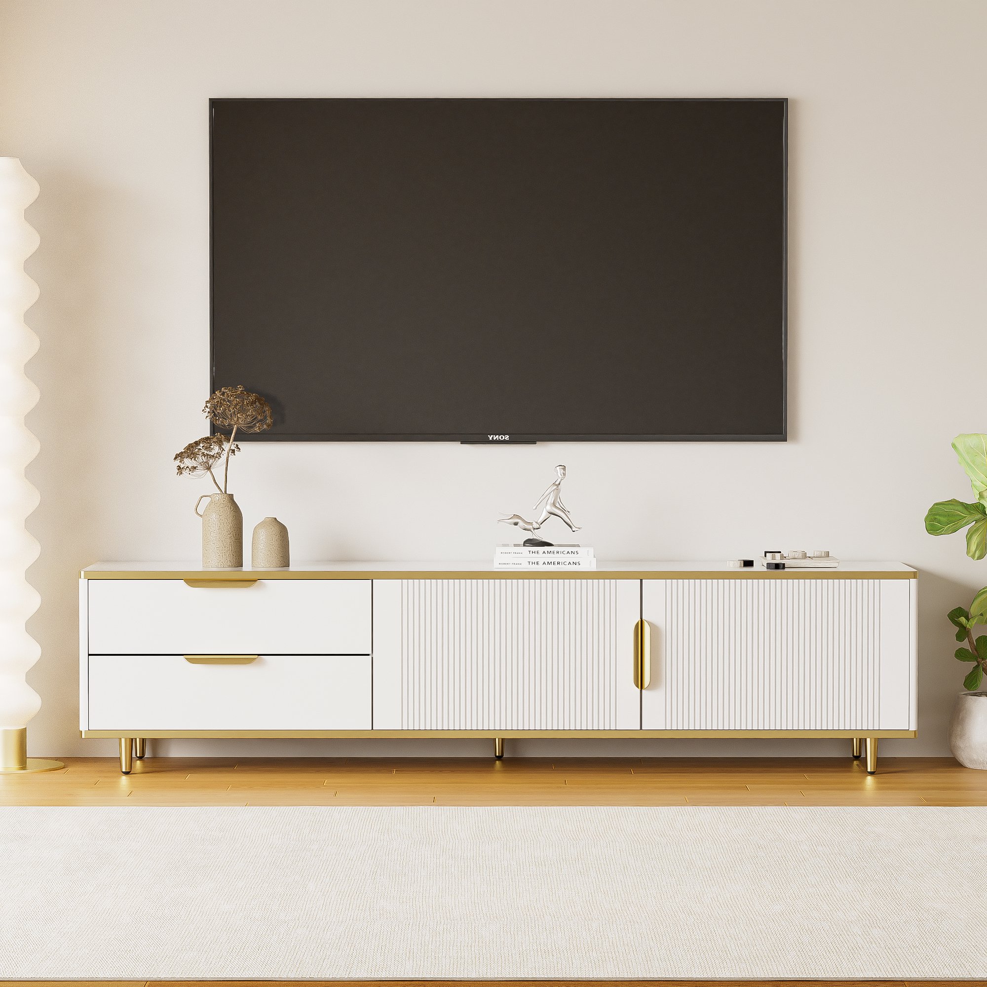 Meuble TV, cloison réglable Style luxe, portes structurées | Leroy Merlin Meuble TV, cloison réglable Style luxe, portes structurées | Leroy Merlin