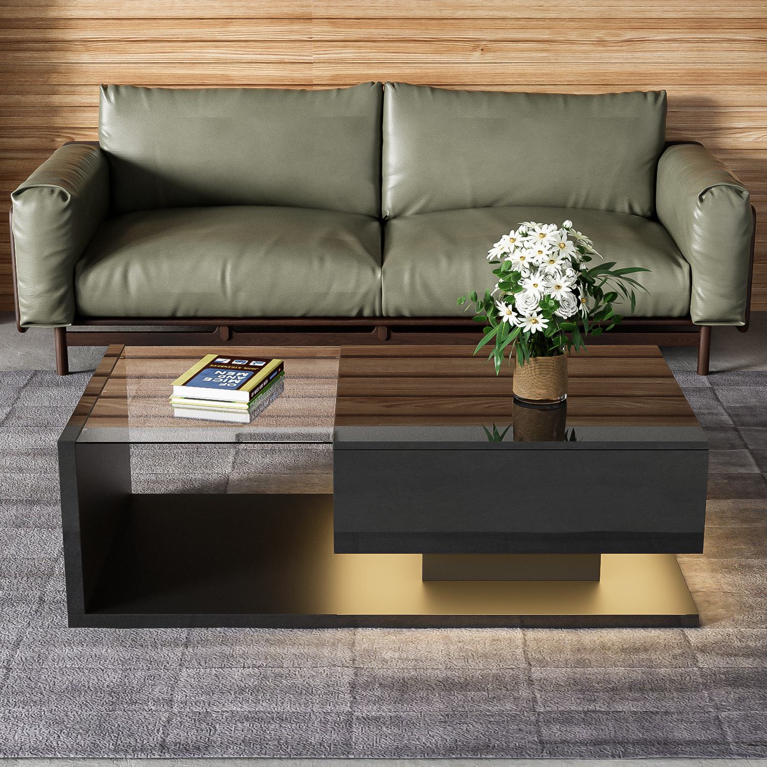 OHANA Tavolino A C In Metallo Nero – Moderno, Salvaspazio, 37x26,5x47,8 Cm, Ideale Per Divano E Poltrona
