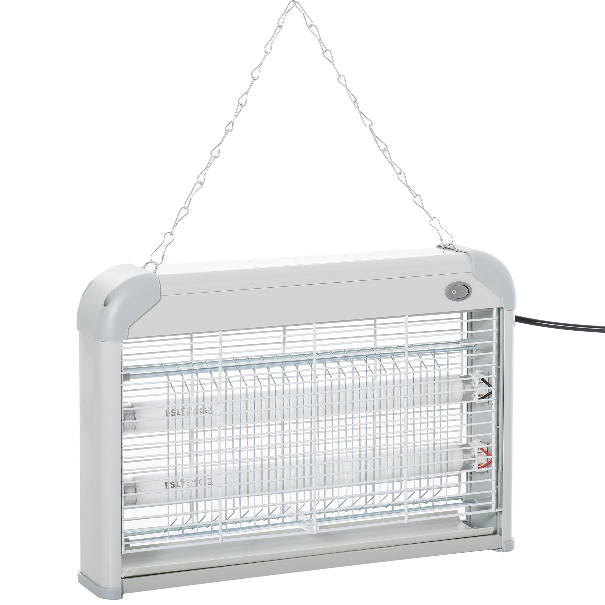 Outsunny Elettroinsetticida con Lampada Antizanzare LED, 20W, 60m² Copertura - Grigio e Bianco, per Interni ed Esterni Aosom