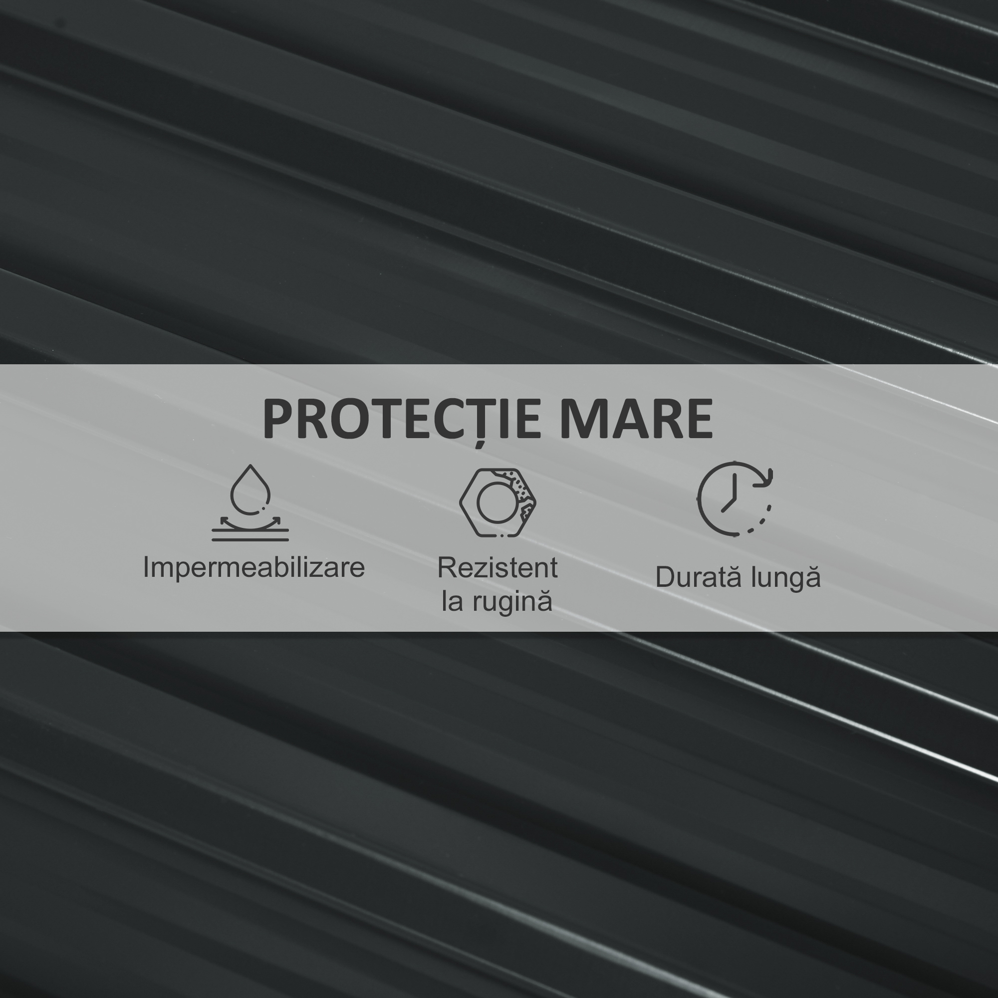  Panouri pentru Acoperis din Otel, 12 Foi Galvanizate pentru Acoperisuri si Pereti, 129x45 cm, Gri inchis [4]