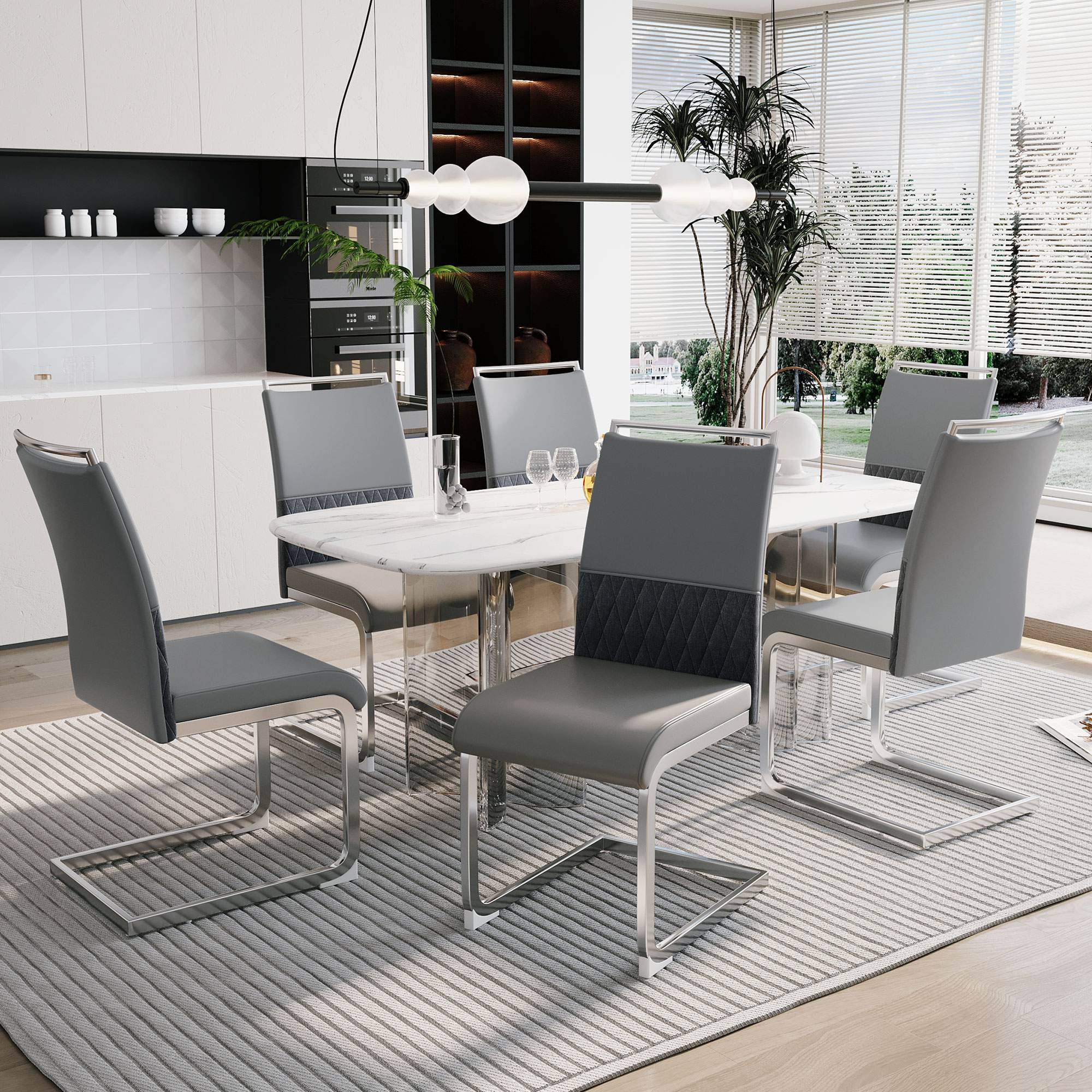 Silla FC gris perla de polipiel (ref. F-FCS-PP304368AAG-6)