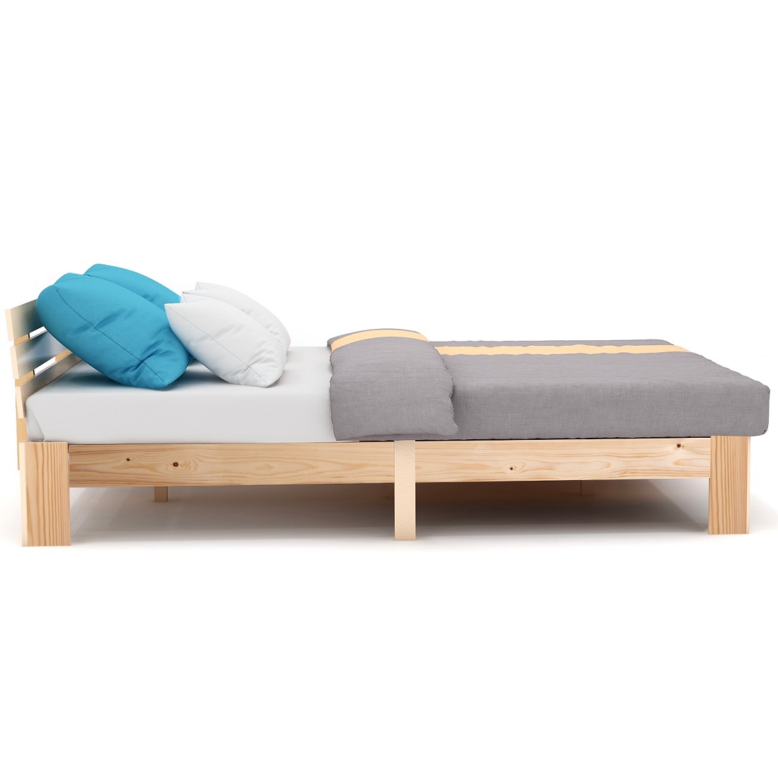PUGSDRLY Lit Double 140x190 avec Sommier à Lattes,lit 2 Places avec Tête Capitonné,Tissu de Lin,Design Rivets,Pieds en Bois,pour Enfant Adolescent Adulte,sans Matelas,Beige