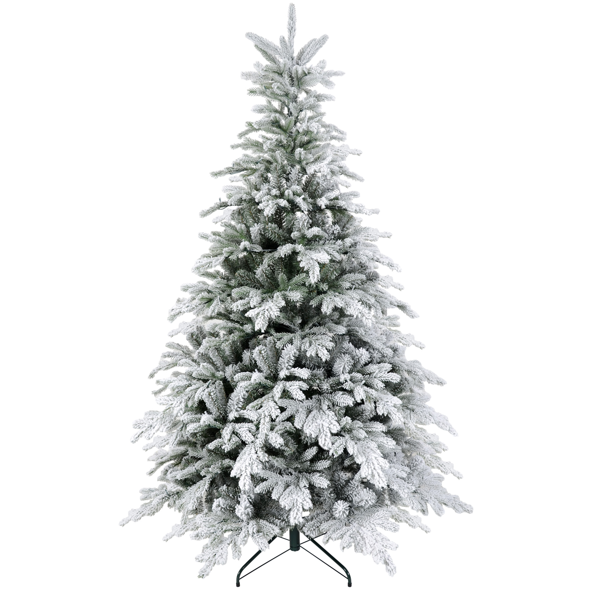 HOMCOM Albero di Natale Innevato con 1321 Rami Ignifughi, in Plastica e Metallo, Ø115x180 cm, Verde