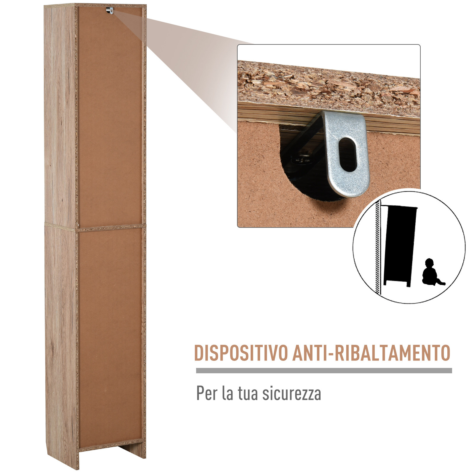 WeHome - Colonna Bagno A 2 Ante E 6 Ripiani, Mobiletto Multiuso