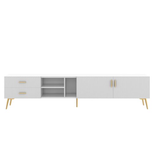 Mueble TV Moderno Blanco con Franjas Decorativas 180x35x41 cm Blanco