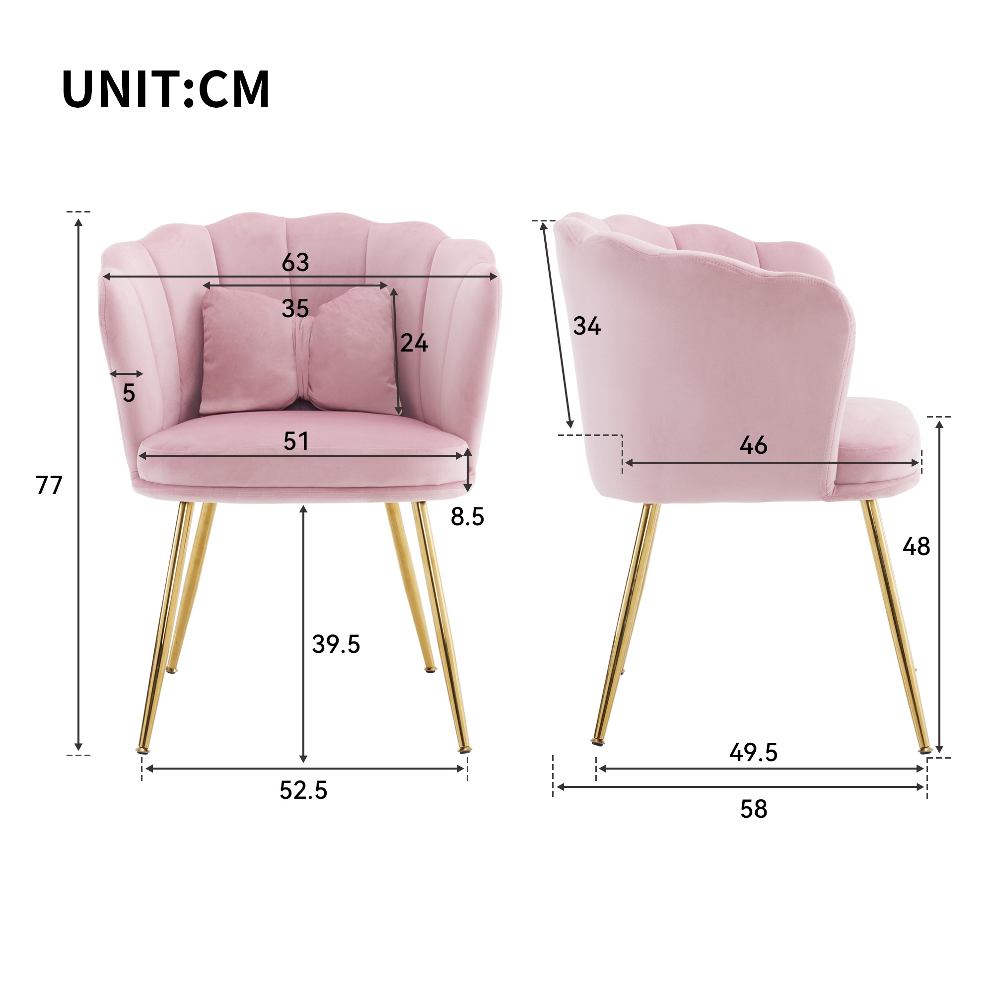 Lot de 2 Chaise Capitonnée en Velours Beige - Style Classique & Design