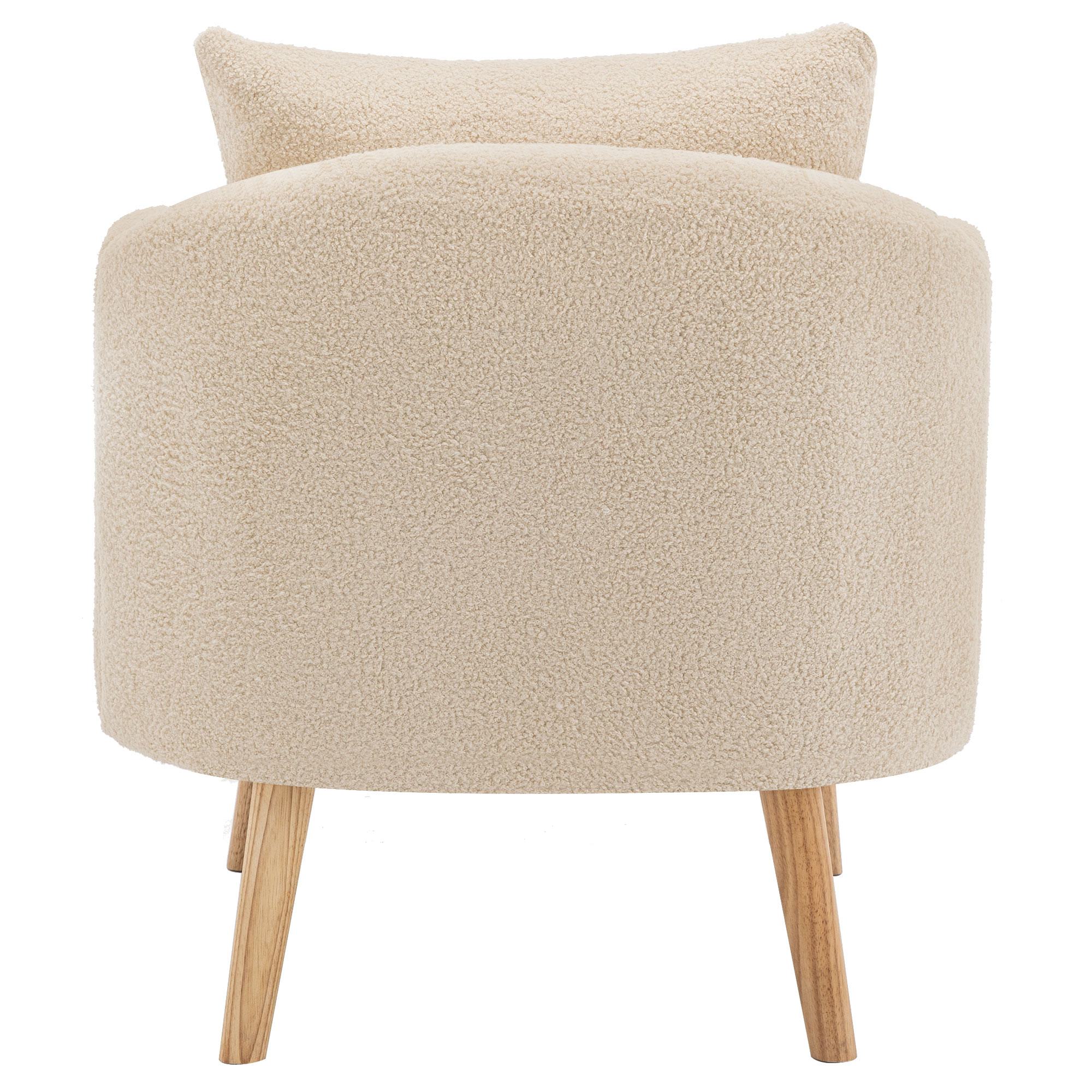 BBAUER Poltrona Moderna In Velluto Teddy Con Cuscino - Sedia Per Relax, Imbottita, Con Gambe In Metallo Dorato, Portata 150 Kg, Bianco - 3