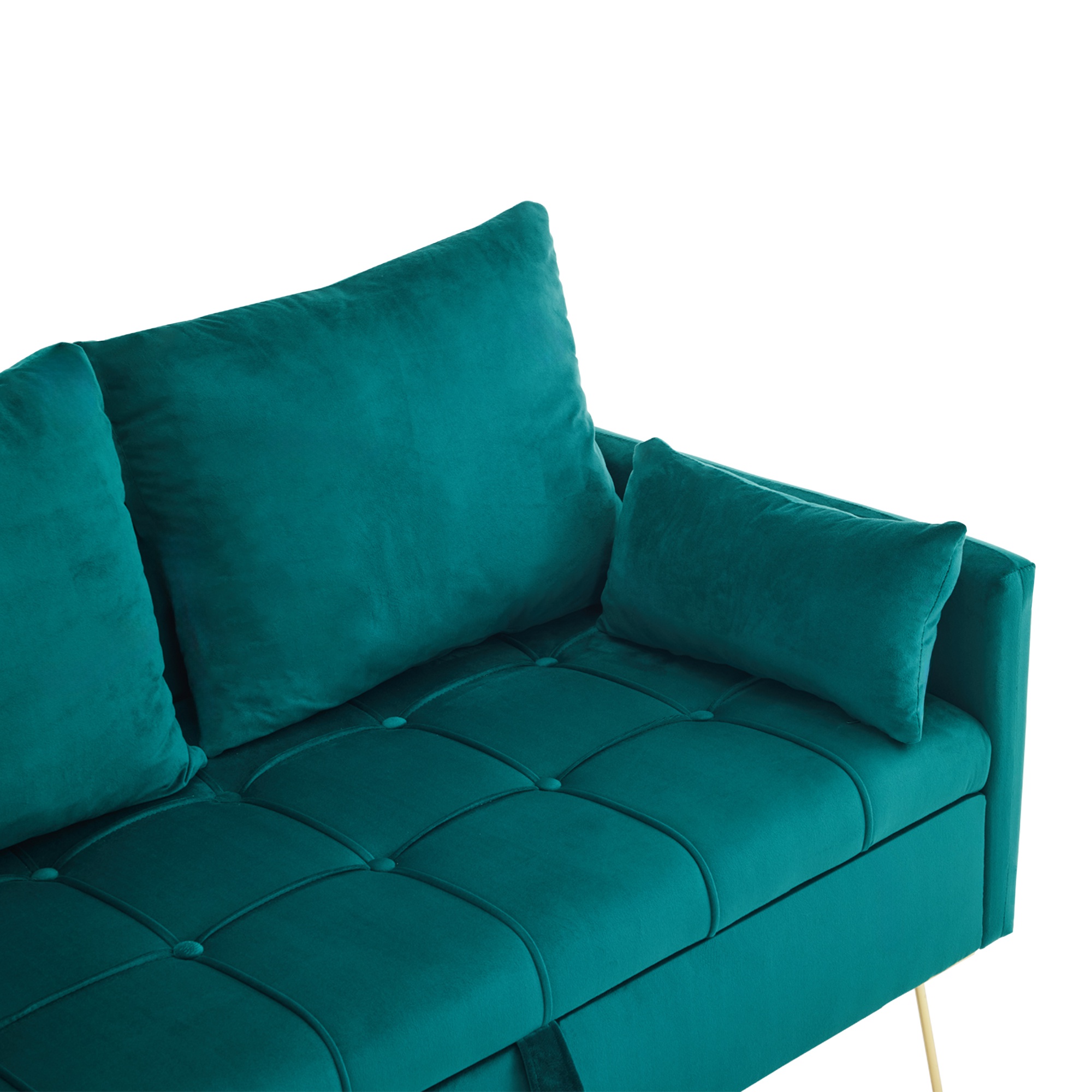 Canapé 2 Places Velours Côtelé Vert - 132x70x80 Cm - Rembourré Avec 2 Coussins - Accoudoirs Confort - Capacité 320 Kg - 9