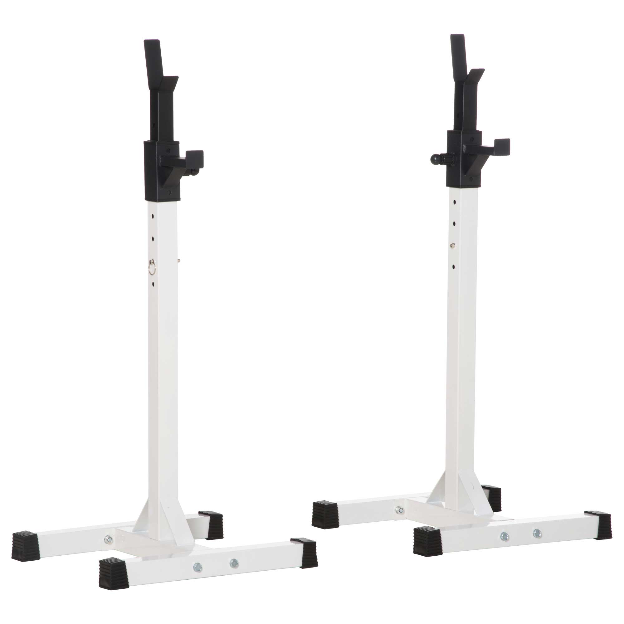 HOMCOM Suporte para Barra de Pesos Ajustável Estante de Aço para Levantamento de Pesos Carga Máx.150kg 52x48x105-160cm Branco e Preto   Aosom